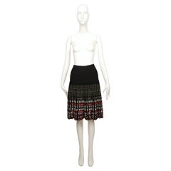 2000 AZZEDINE ALAIA black floral intarsia knit RUNWAY skirt