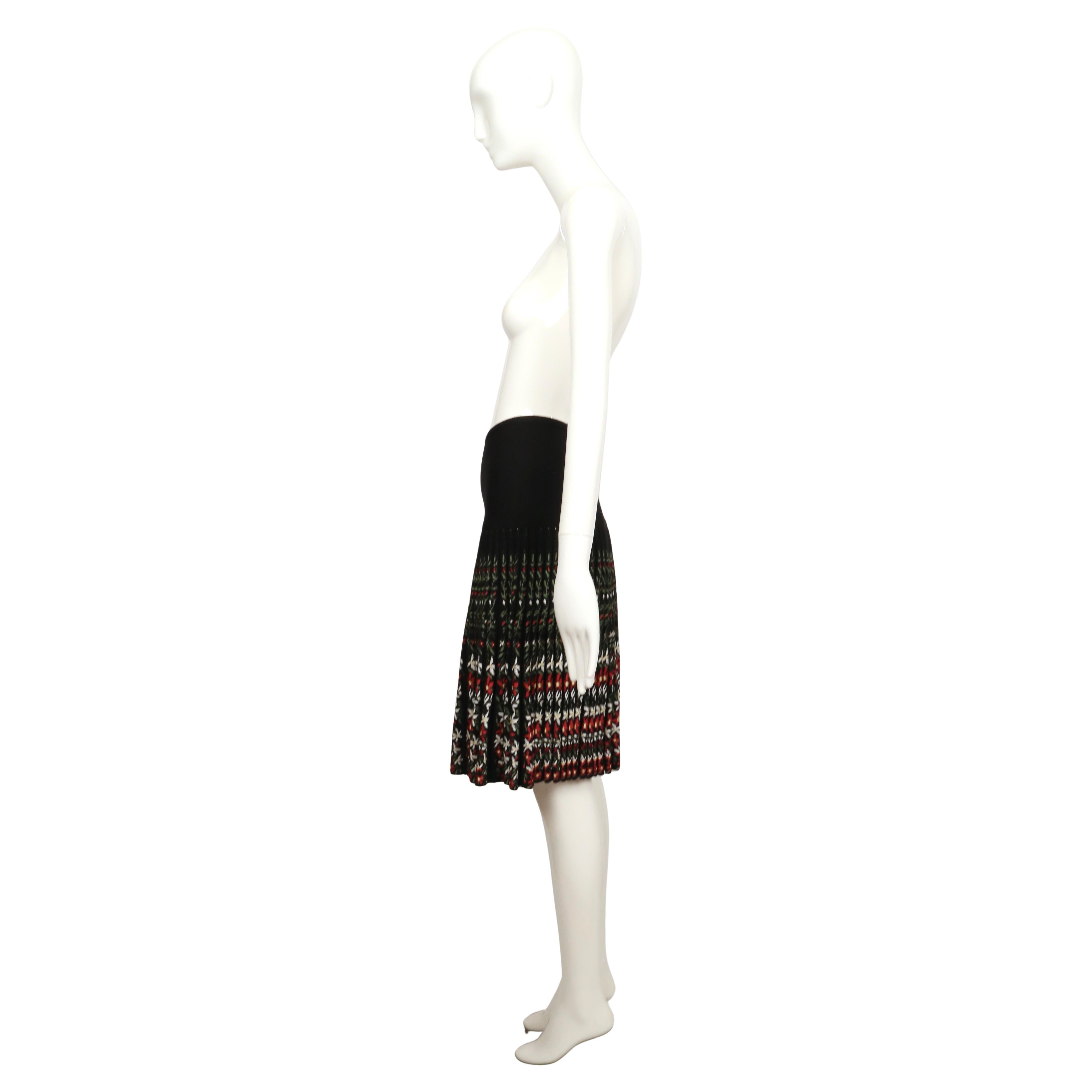 2000 AZZEDINE ALAIA falda de punto de intarsia floral negra RUNWAY en venta 4