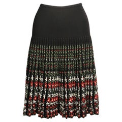 2000 AZZEDINE ALAIA black floral intarsia knit RUNWAY skirt