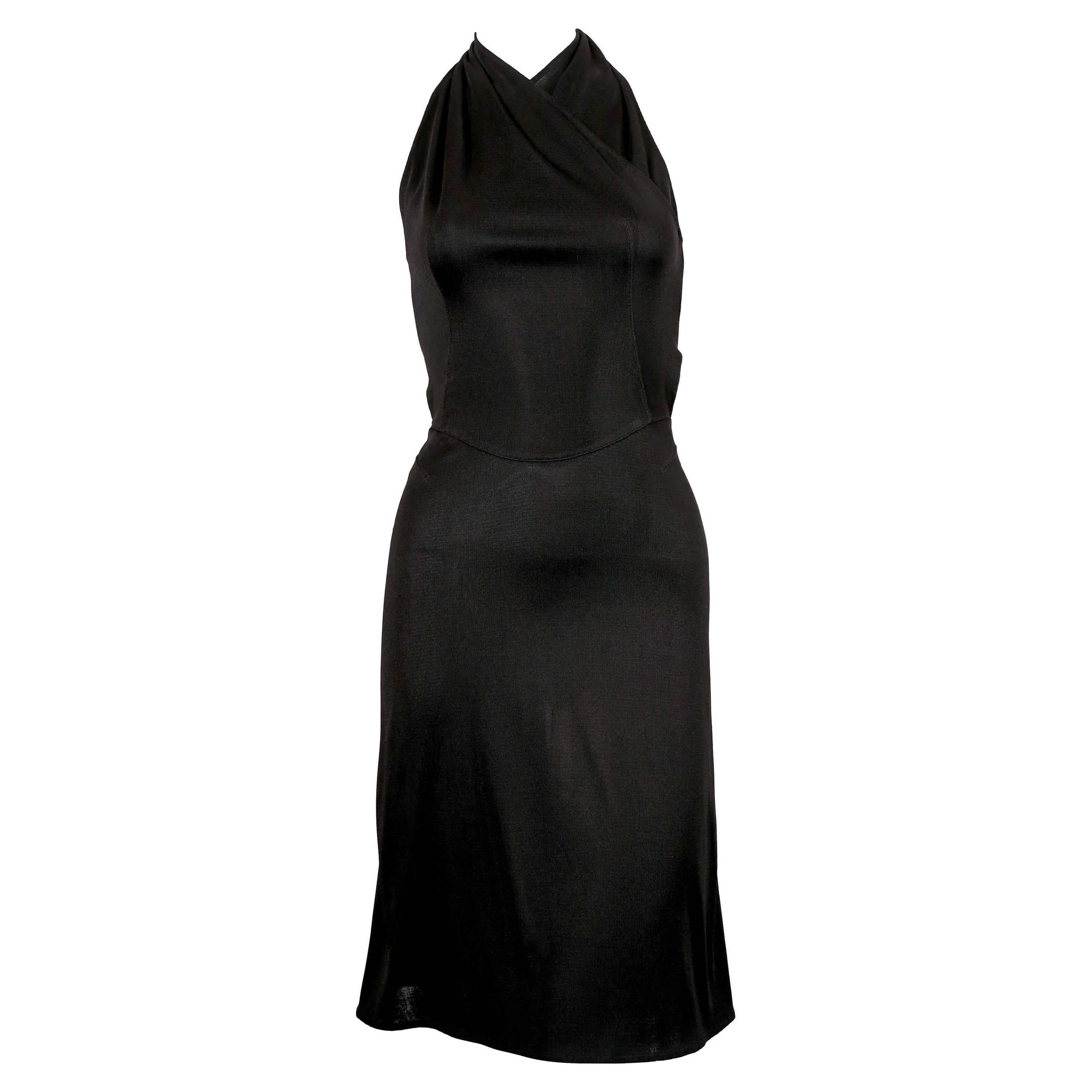 2000 AZZEDINE ALAIA documented black halter dress with unique back  For Sale