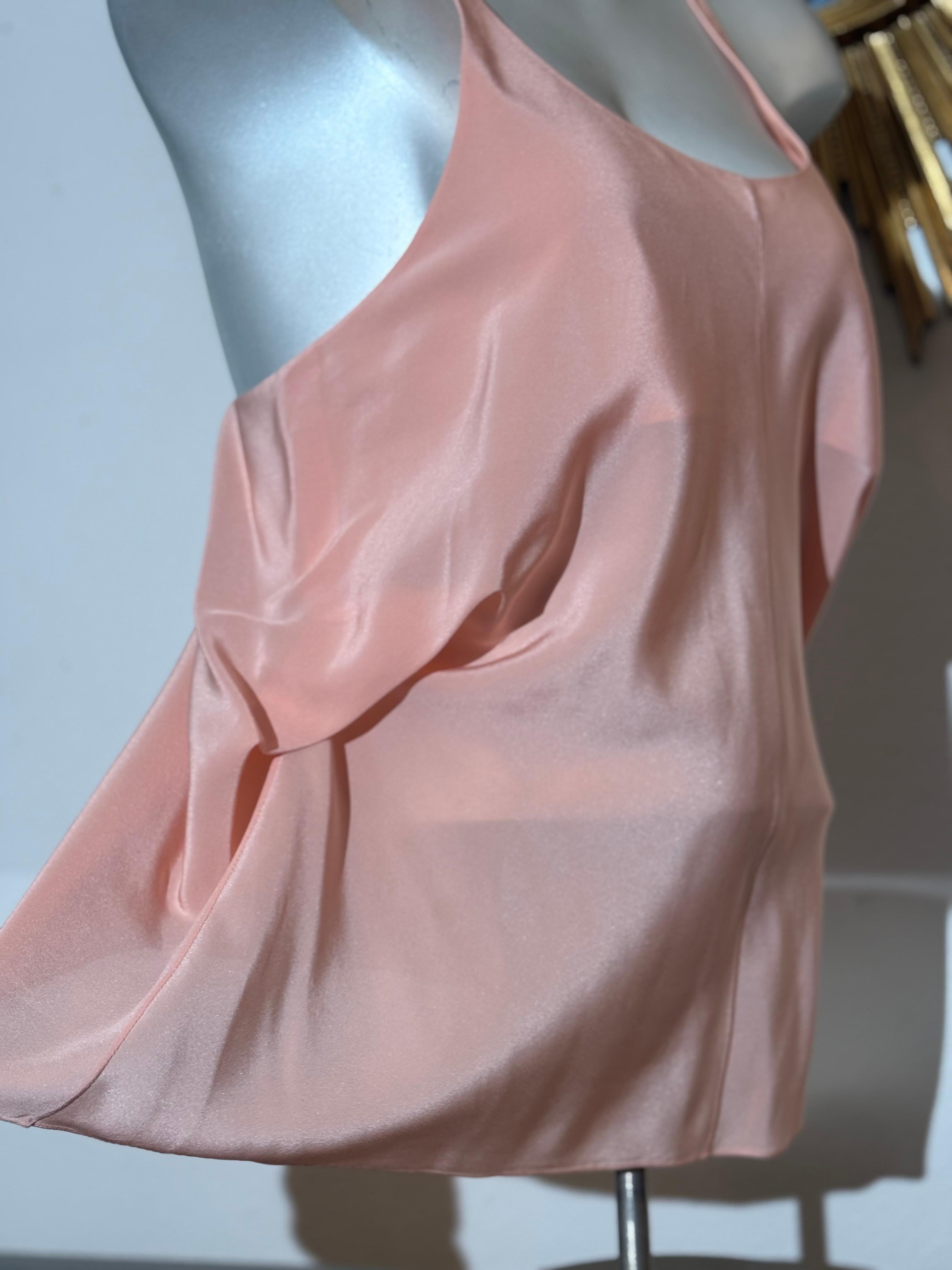 De las mujeres 2000 Balenciaga Camisola de seda melocotón con espalda cruzada y detalles drapeados laterales en venta