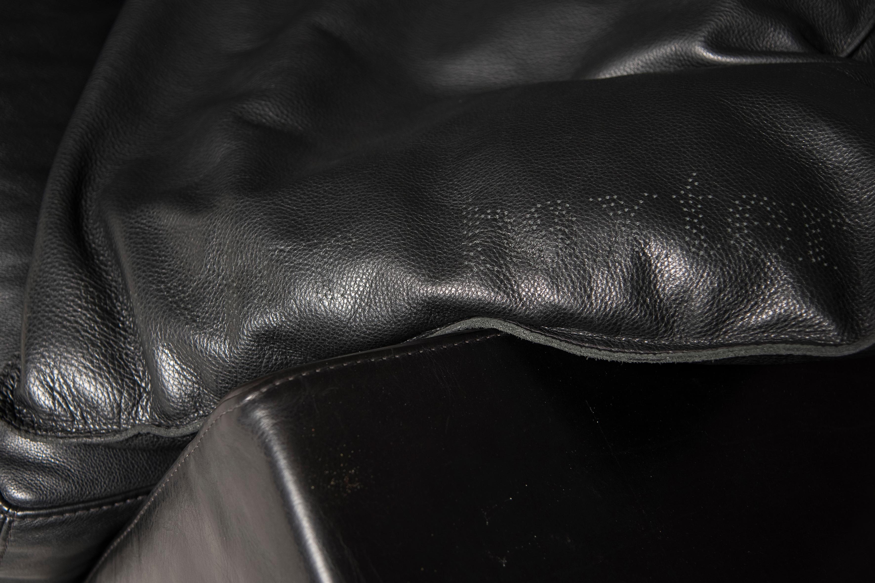 2000 Baxter Black Leather Sofas and Coffee Table 12