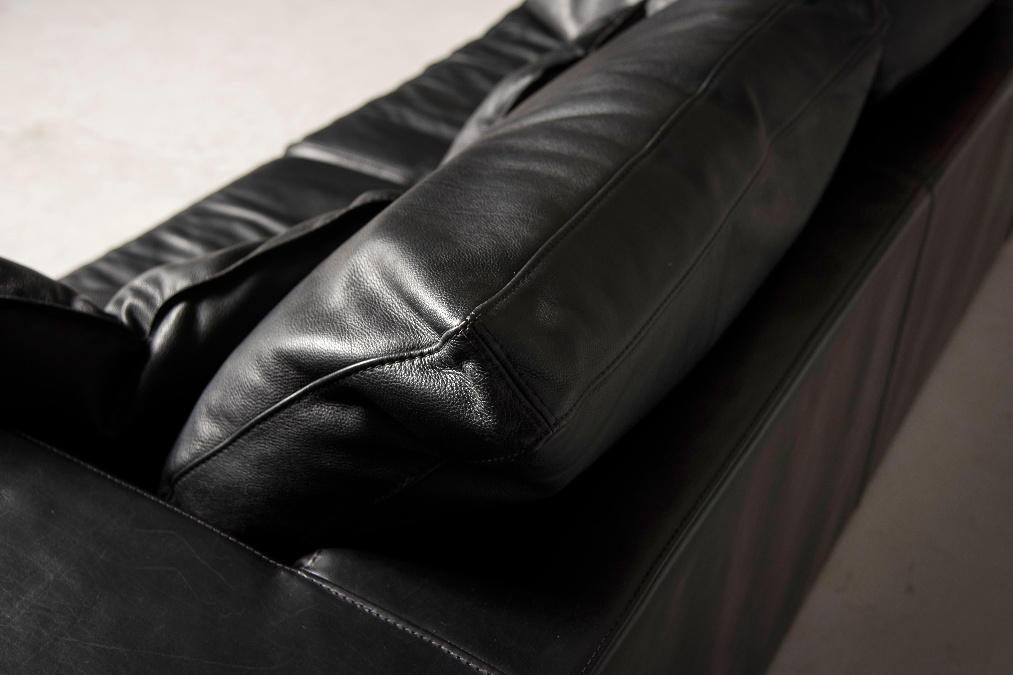 2000 Baxter Black Leather Sofas and Coffee Table 14