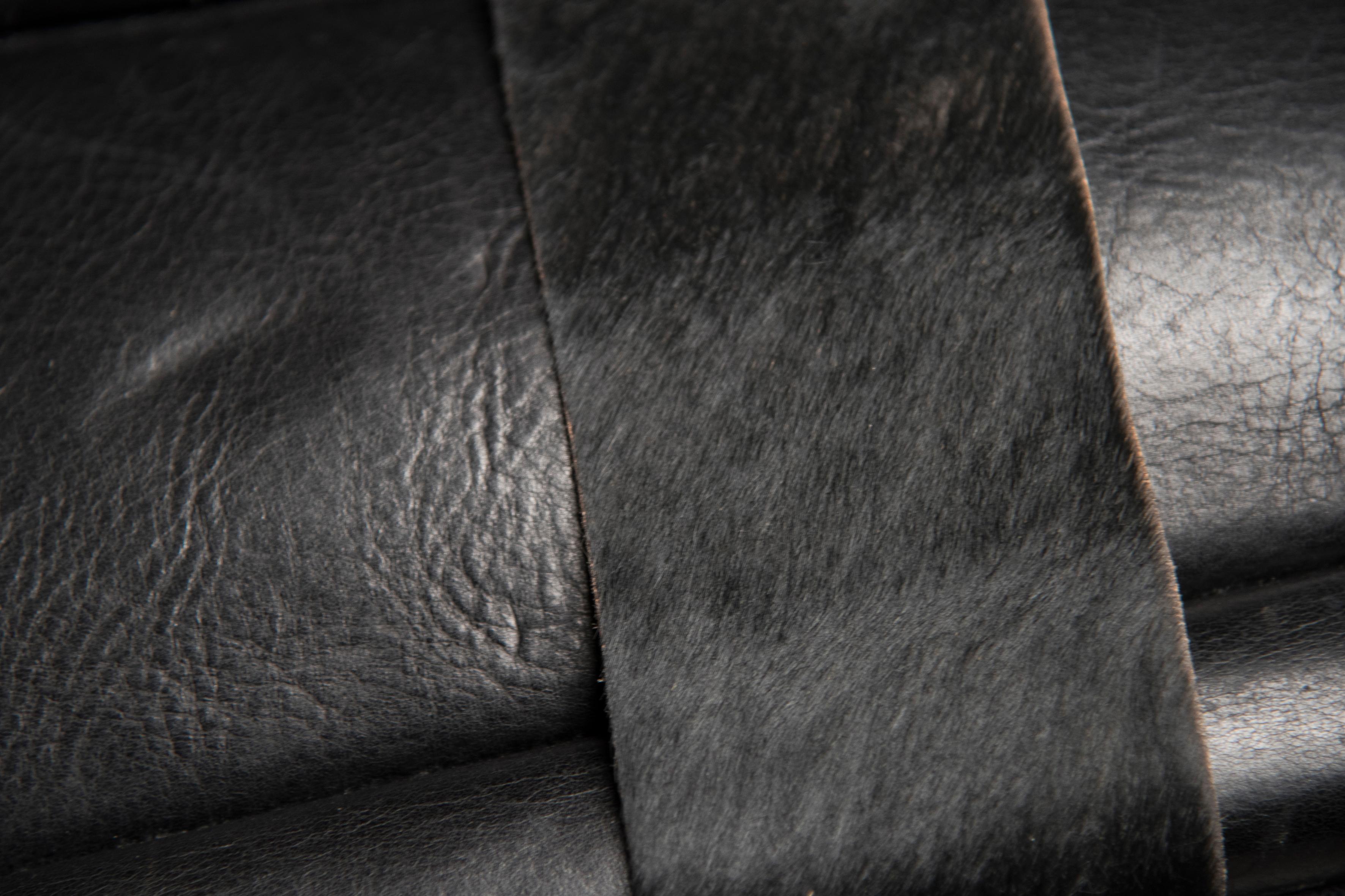 Contemporary 2000 Baxter Black Leather Sofas and Coffee Table