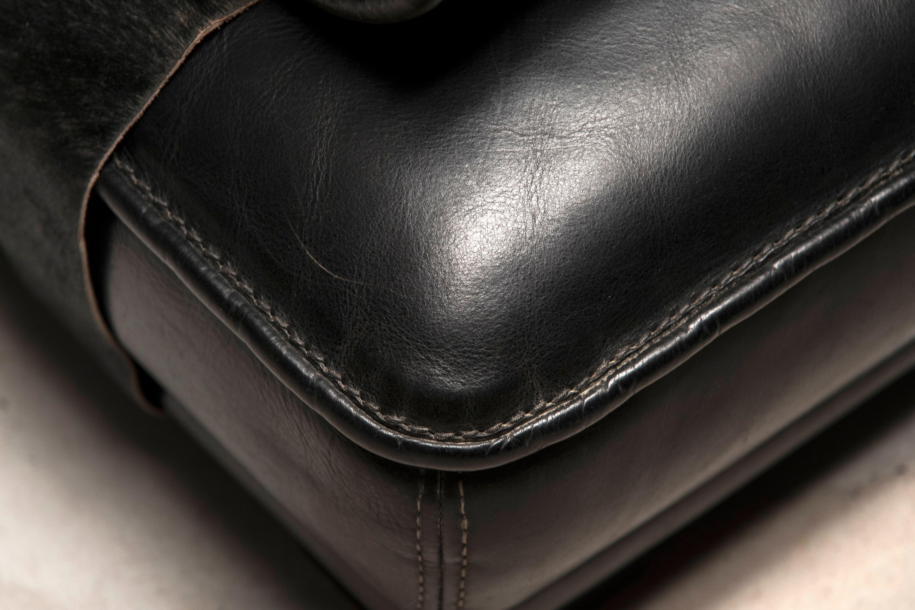2000 Baxter Black Leather Sofas and Coffee Table 2