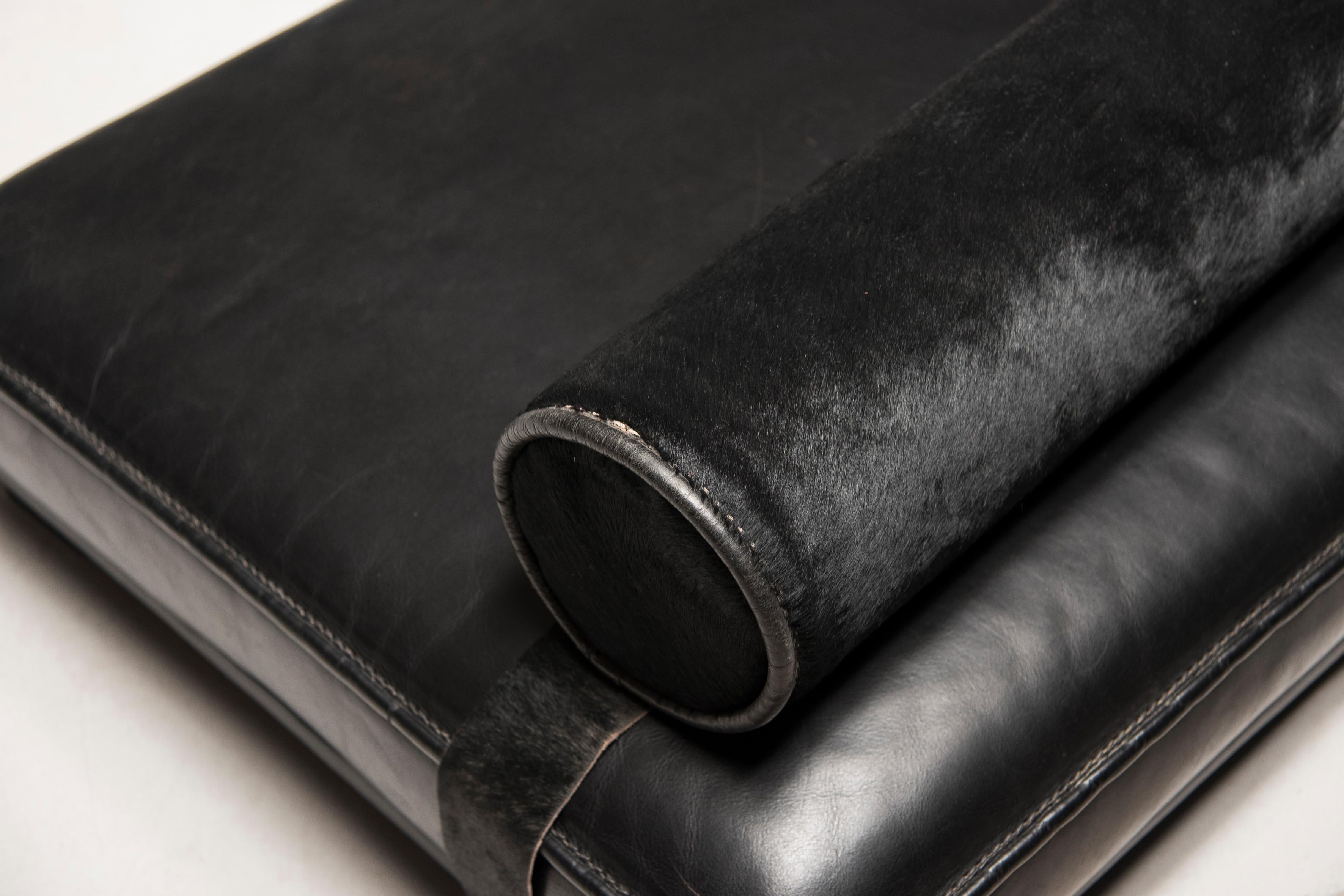 2000 Baxter Black Leather Sofas and Coffee Table 3
