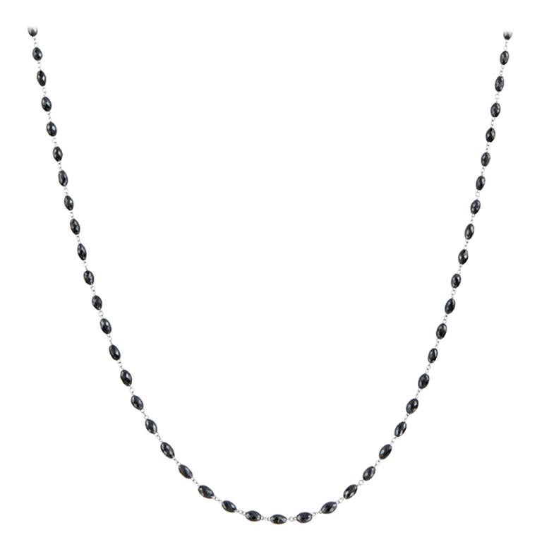 20.00 Carat Black Diamond Beads Gold Necklace