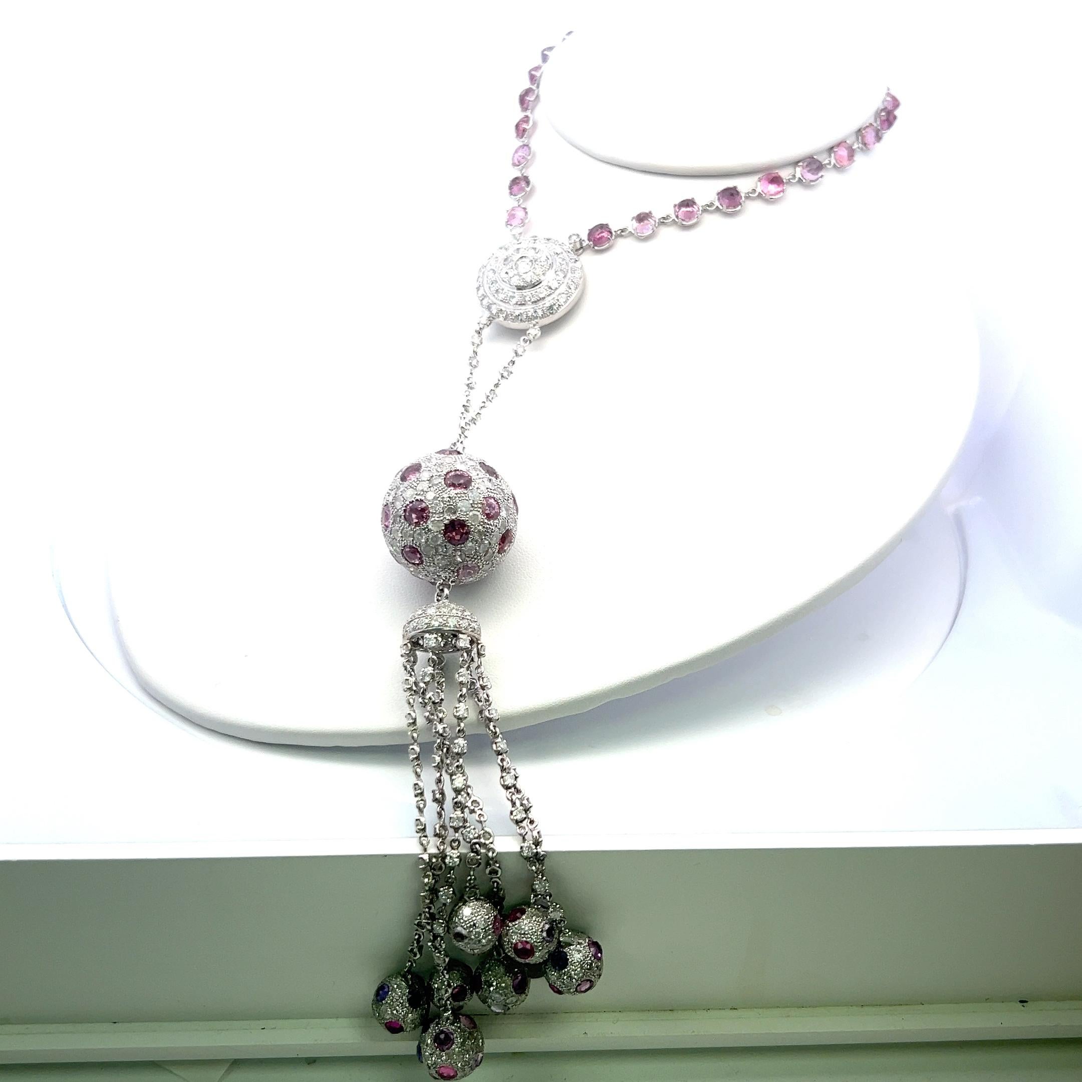 Title:
20.00 Carat Round Brilliant I I1 Diamond 20.00 Carat Round Brilliant Sapphire 18 Karat White Gold Dangling Necklace
Style:
Dangling
Metal:
18 Karat White Gold
Gemstone 1:
20 Carat Diamond
Number of