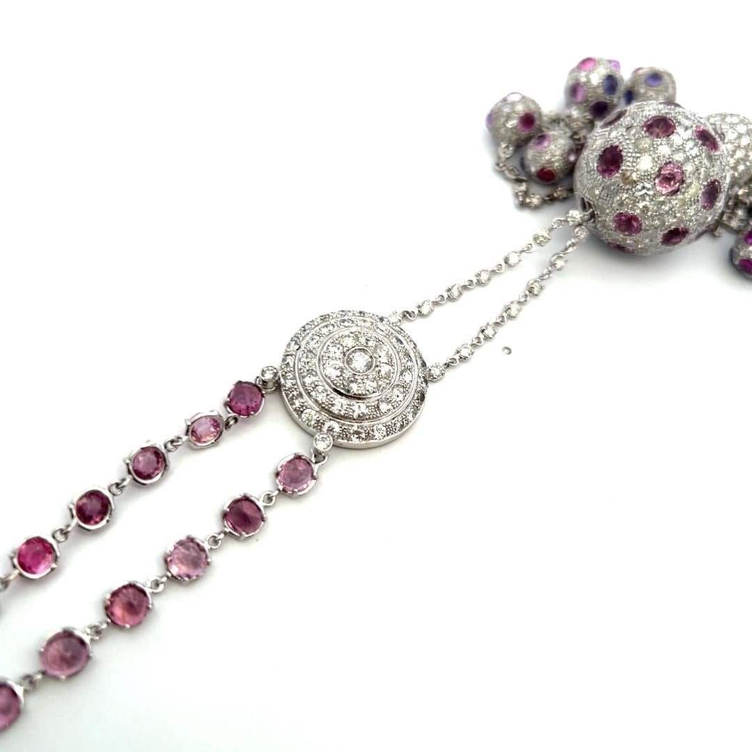 20.00 Carat Diamond 20.00 Carat Sapphire 18K White Gold Dangling Necklace For Sale 2