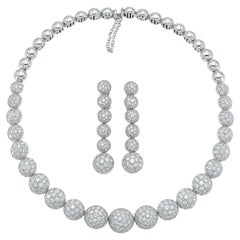 20,00 Carati di Diamante Balls Chocker Collana e Orecchini Set