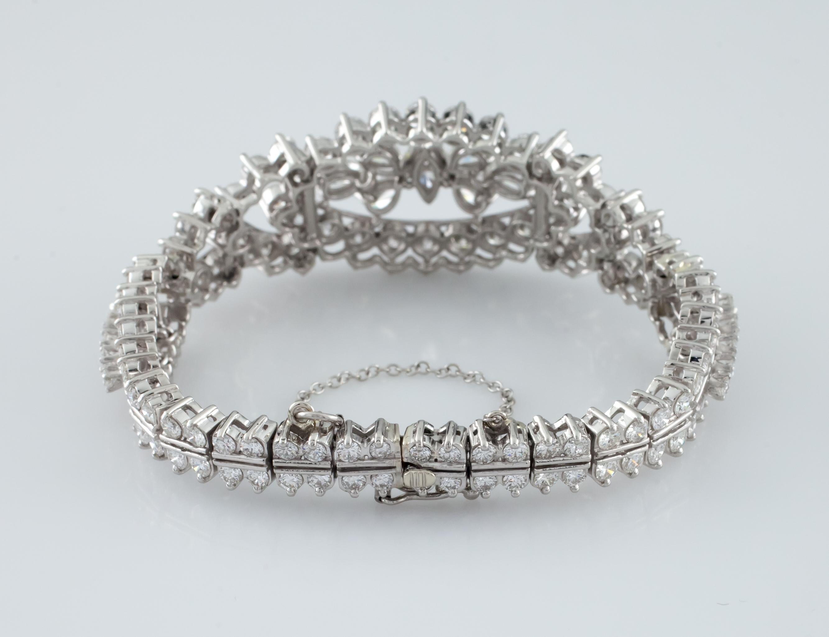 Women's 20.00 Carat Diamond Ornate Platinum Bangle Bracelet