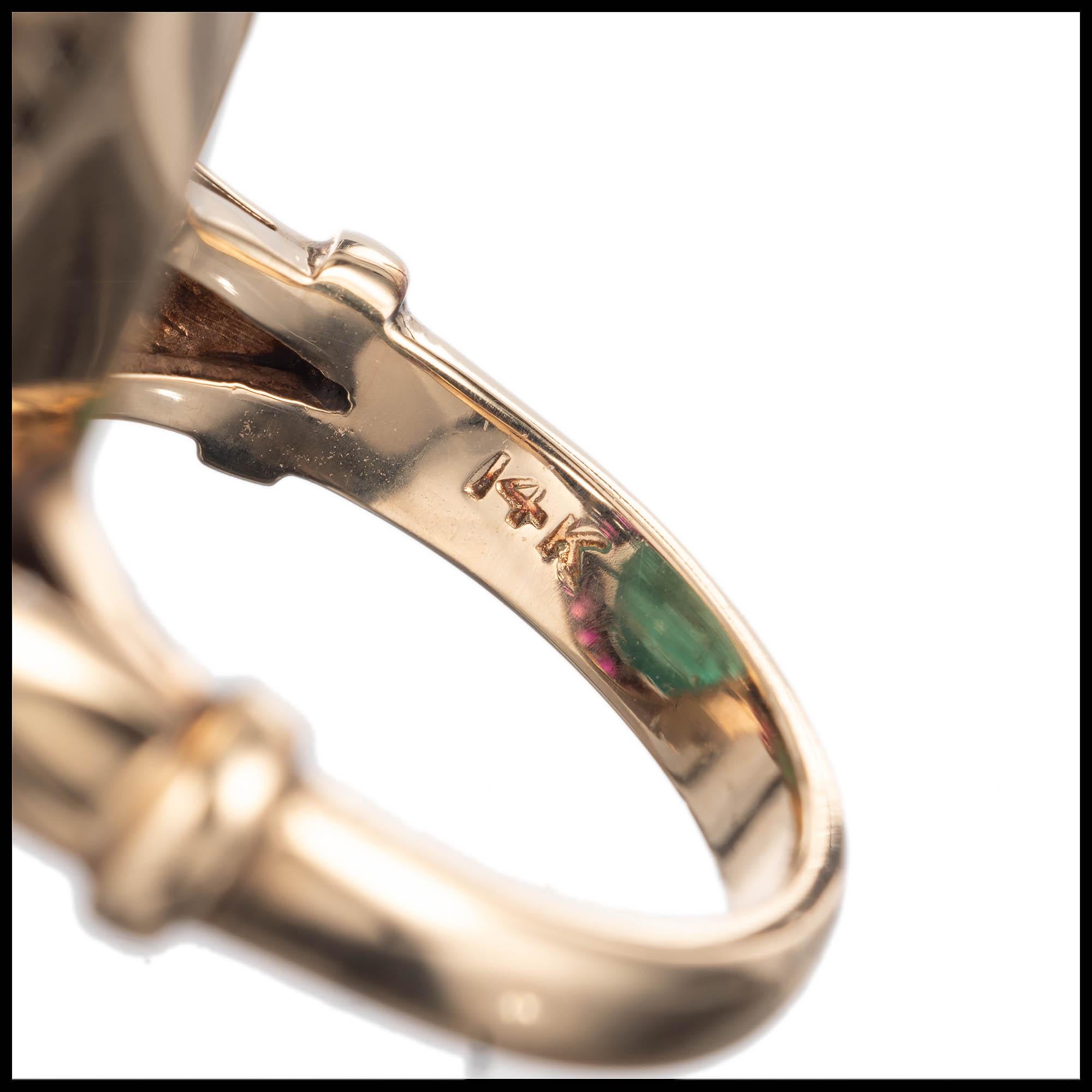 20.00 Carat Emerald Sapphire Diamond Gold Platinum Art Deco Cocktail Ring For Sale 1