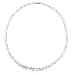 20.00 Carat Graduated CZ Tennis Necklace Set In Rhodium Plated Sterling, Size 16