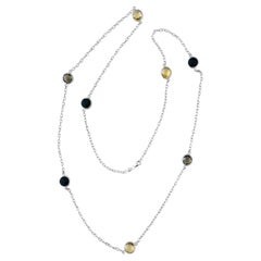 20.00 Carat Multi Gemstone 14k White Gold Long Necklace