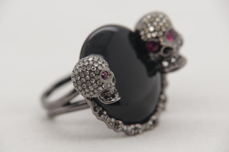 20.00 Carat Onyx and Diamond Ring in 18 Karat Gold For Sale at 1stDibs