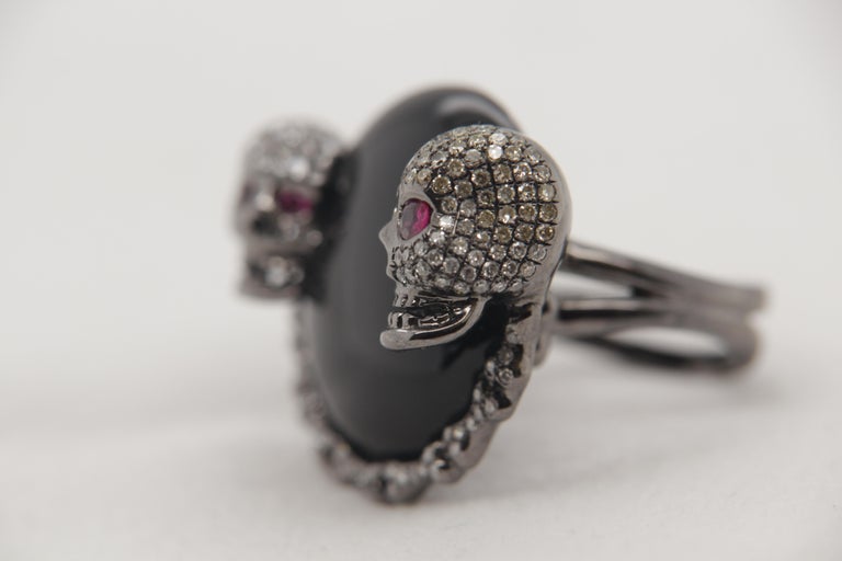 20.00 Carat Onyx and Diamond Ring in 18 Karat Gold For Sale at 1stDibs