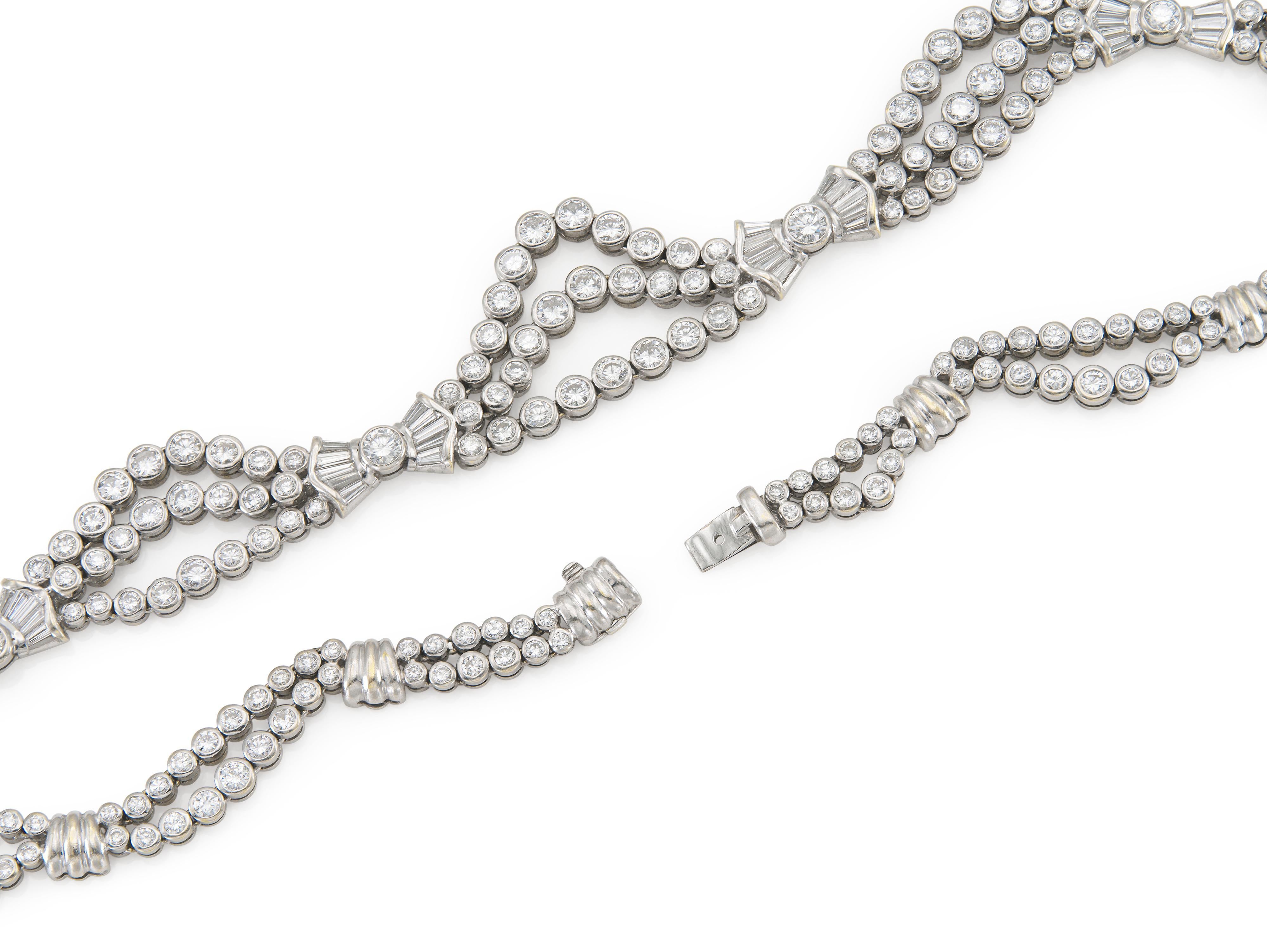20,00 Carati Collana con diamanti rotondi e baguette incastonati In condizioni buone in vendita a New York, NY