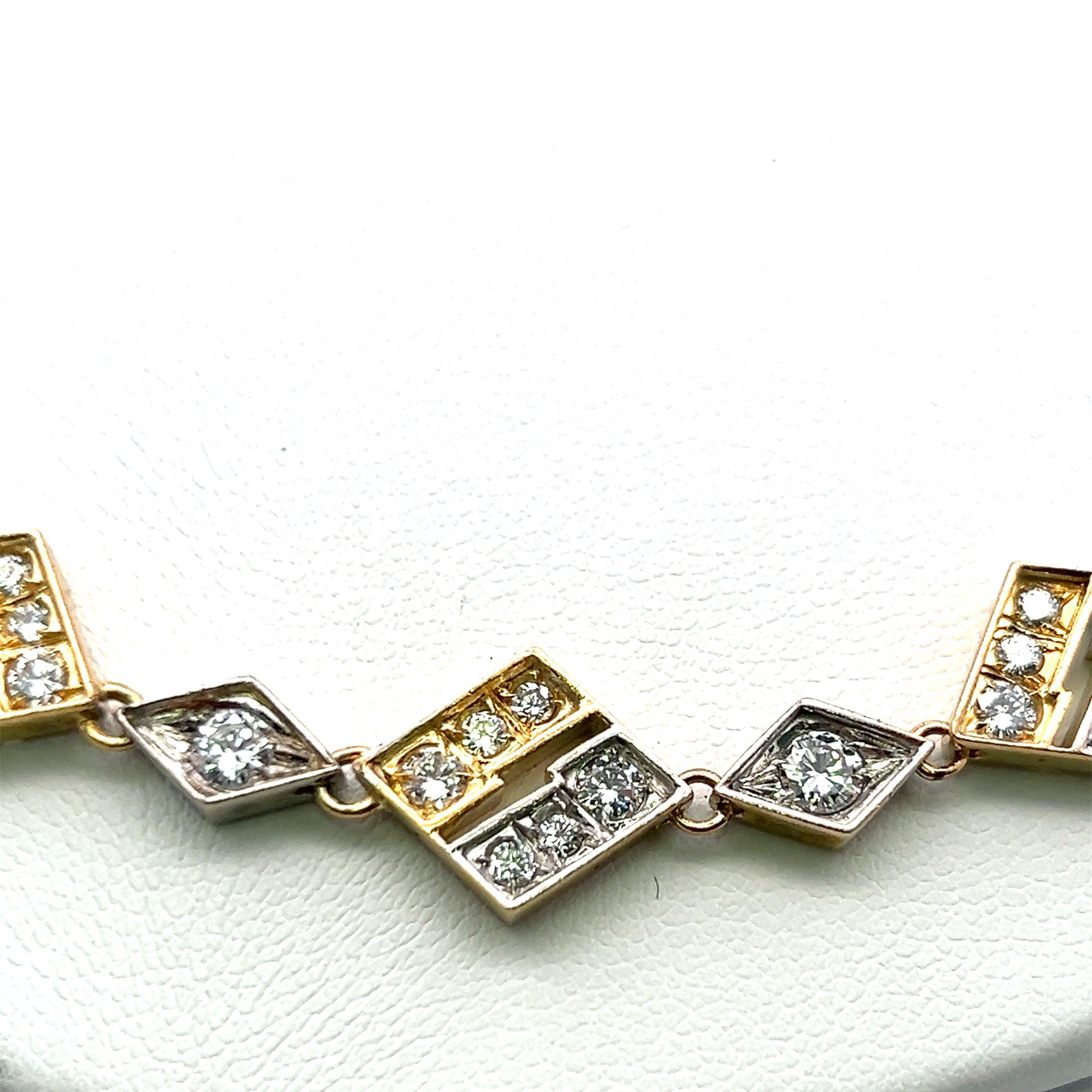 Taille brillant Collier à maillons en or bicolore 18 carats avec diamants brillants ronds de 20,00 carats en vente