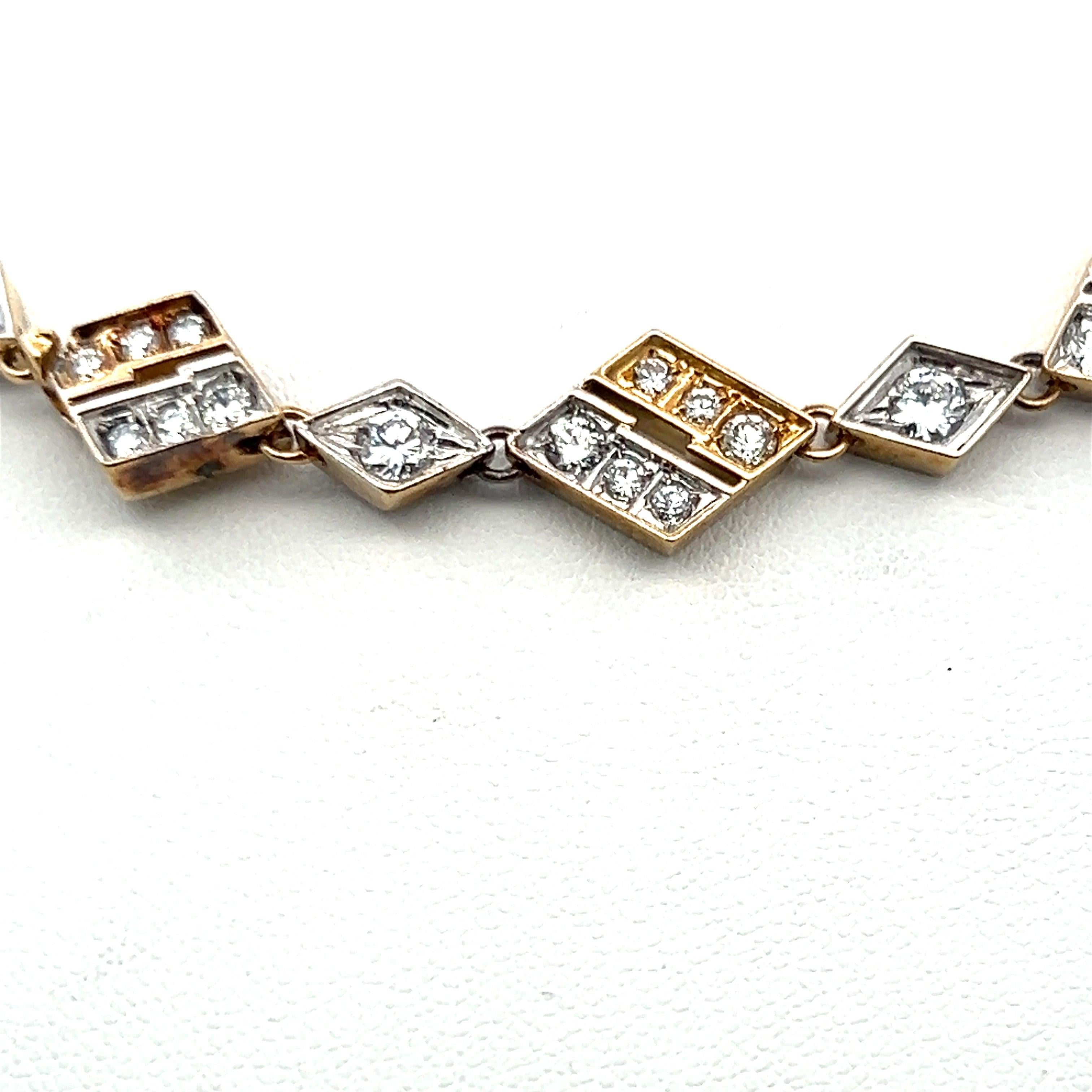 Collier à maillons en or bicolore 18 carats avec diamants brillants ronds de 20,00 carats Bon état - En vente à New York, NY