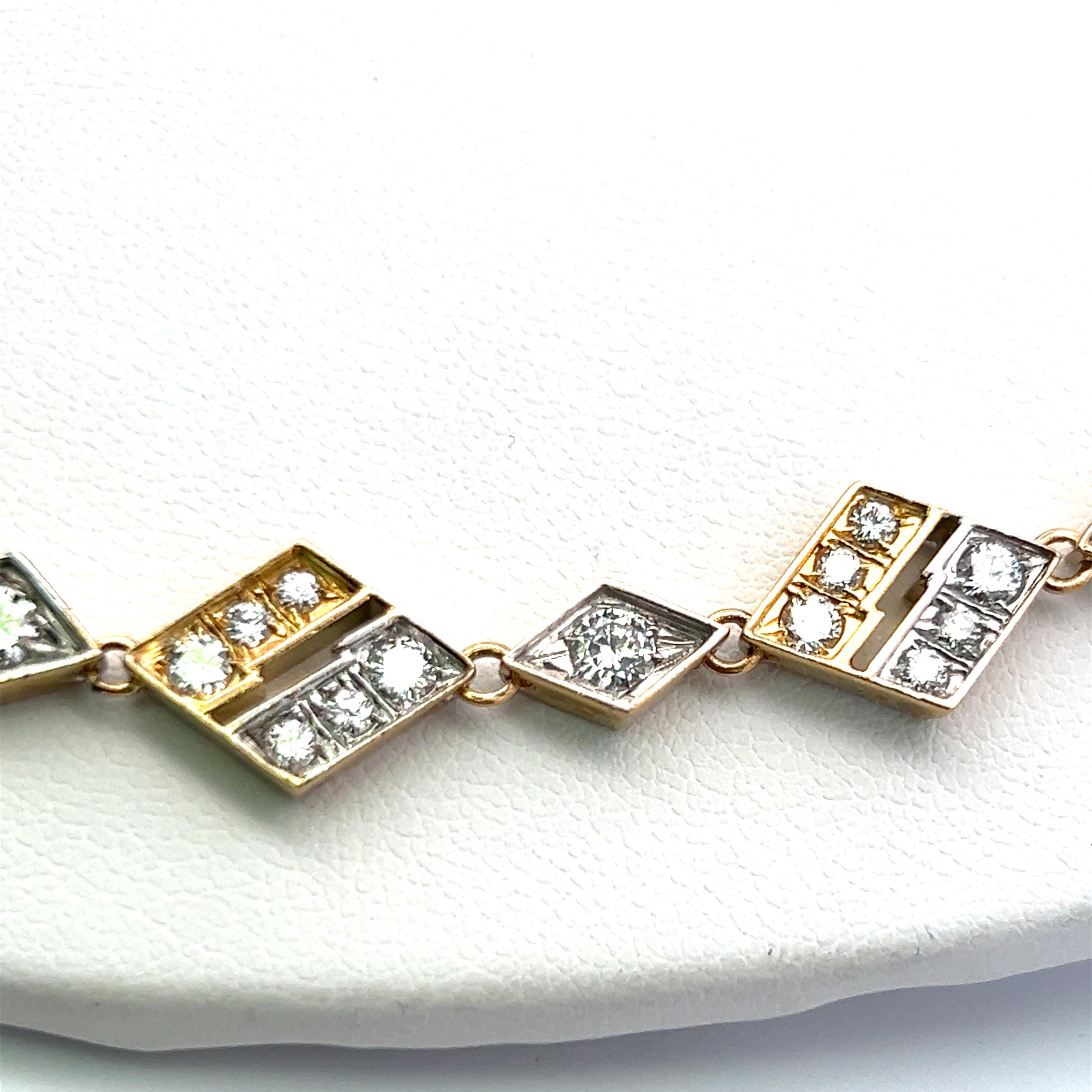Collier à maillons en or bicolore 18 carats avec diamants brillants ronds de 20,00 carats en vente 3