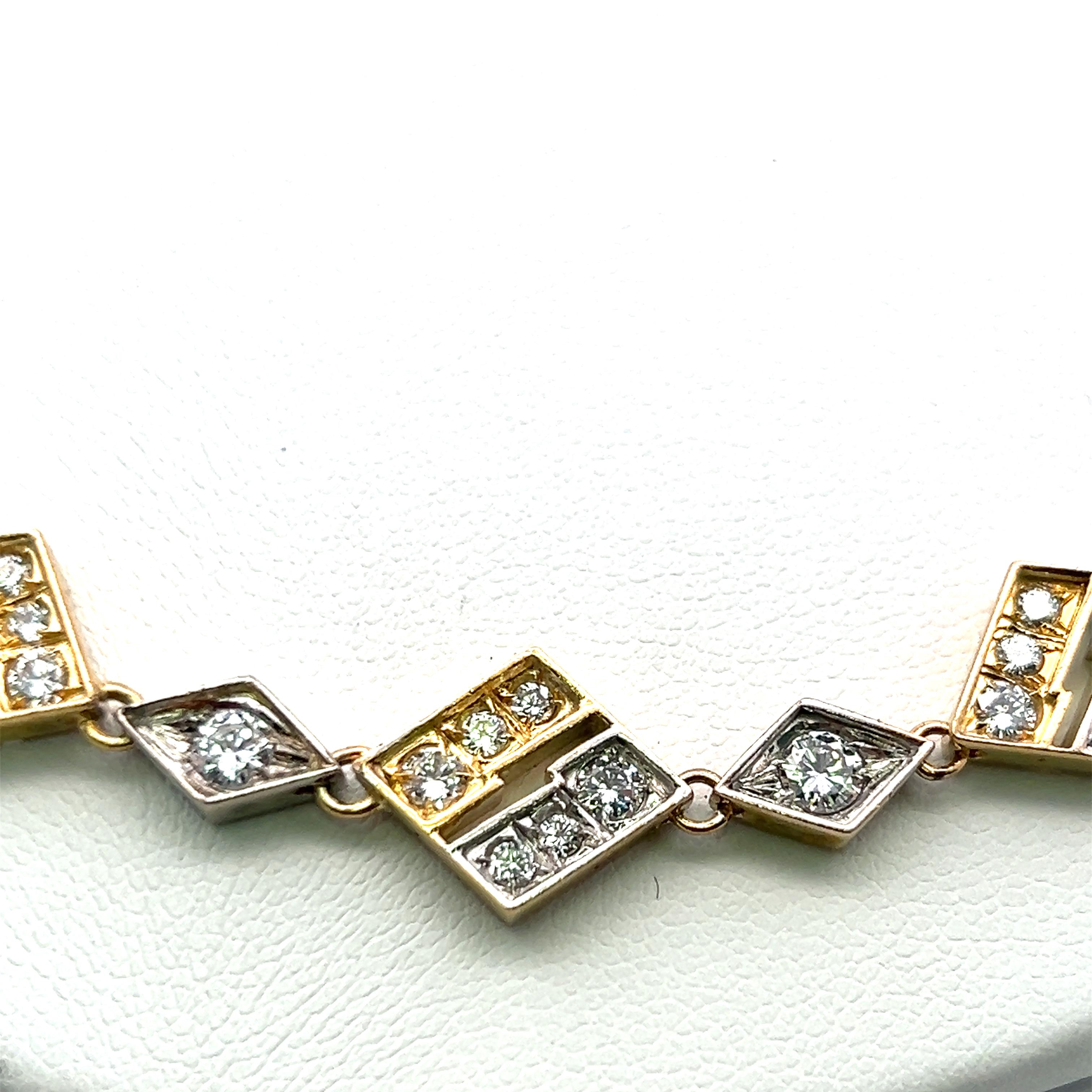 Collier à maillons en or bicolore 18 carats avec diamants brillants ronds de 20,00 carats en vente 4
