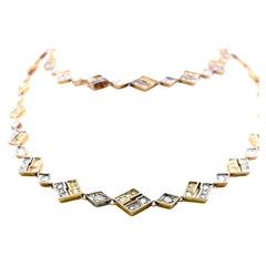 20.00 Carat Round Brilliant Diamond 18 Karat Two Tone Gold Link Necklace