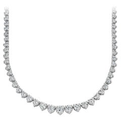 20.00 Carat Round Cut Diamond Riviera Necklace in 14K White Gold