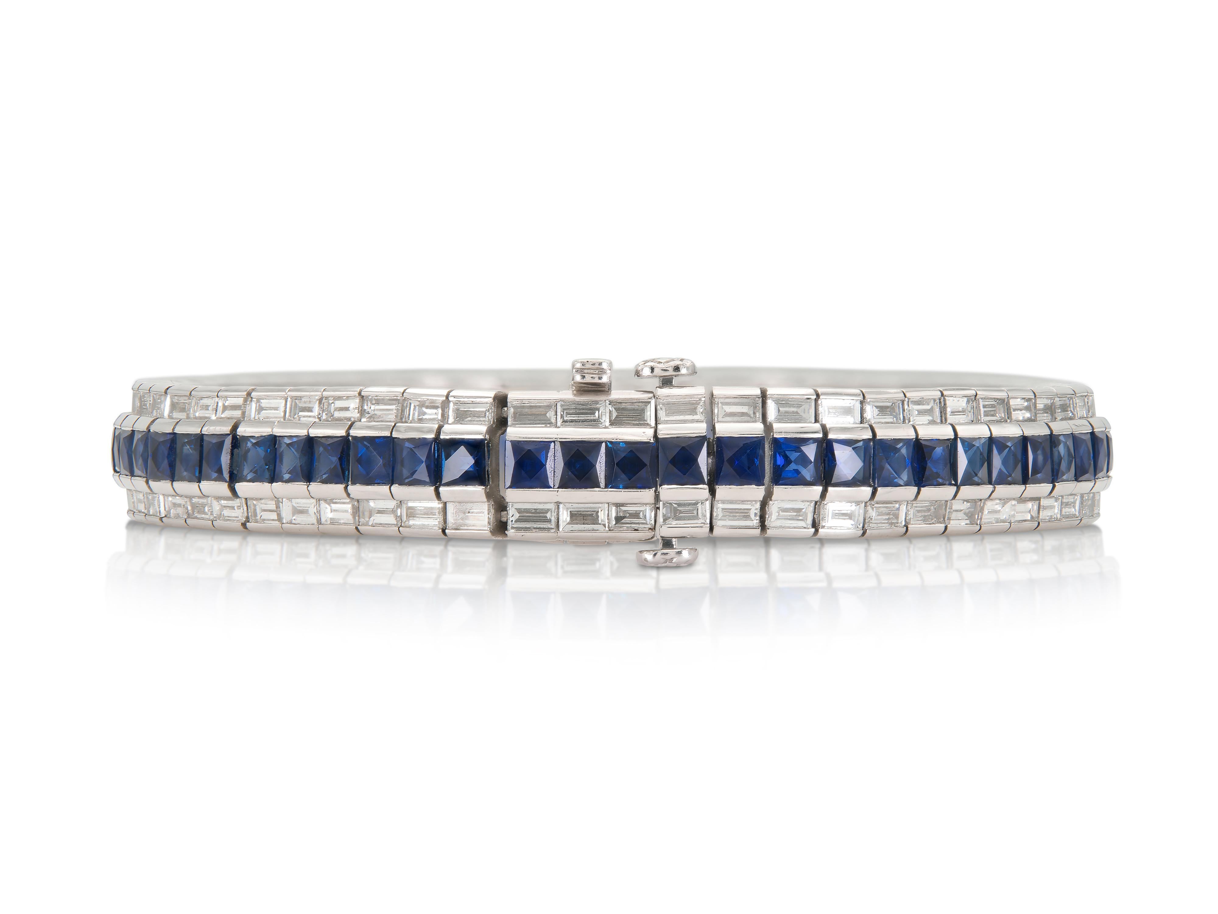 Taglio francese Bracciale con zaffiro da 20,00 carati e diamante da 12,00 carati in vendita