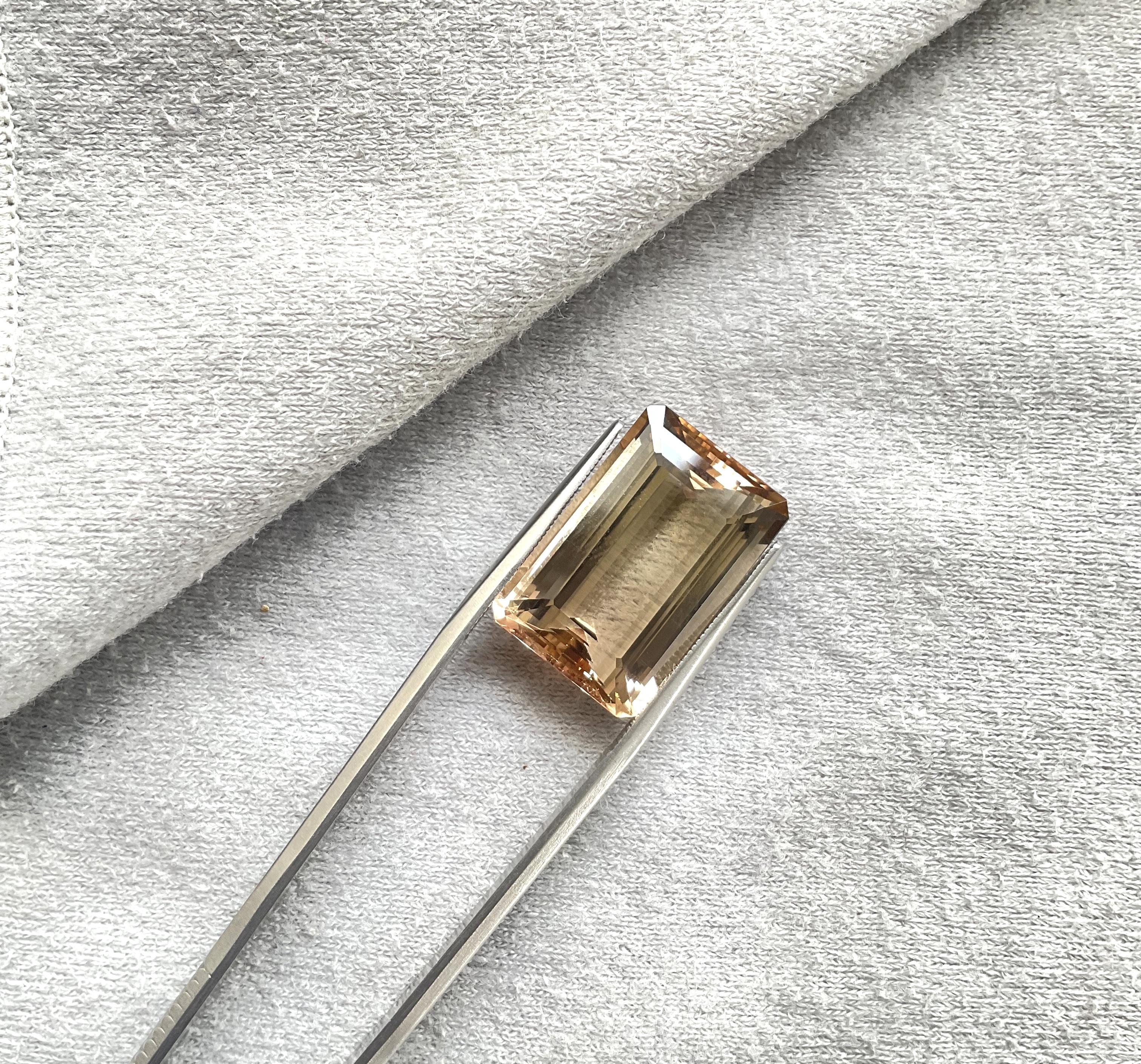 Taille octogone Une énorme tourmaline champagne octogonale à facettes en pierre naturelle de 20,00 carats en vente