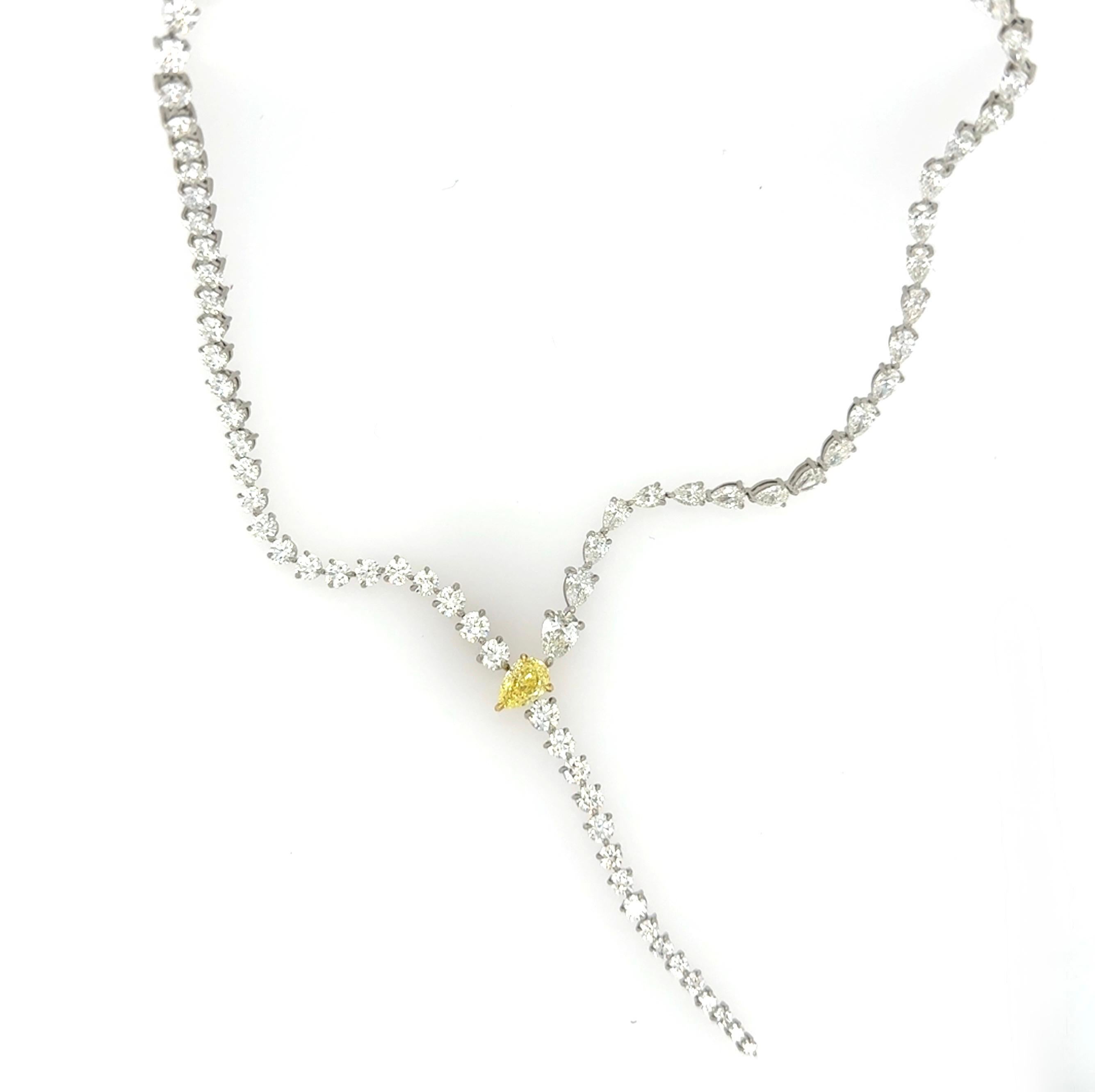 Contemporain Collier lariat de diamants jaunes fantaisie naturels de 20,00 carats en vente