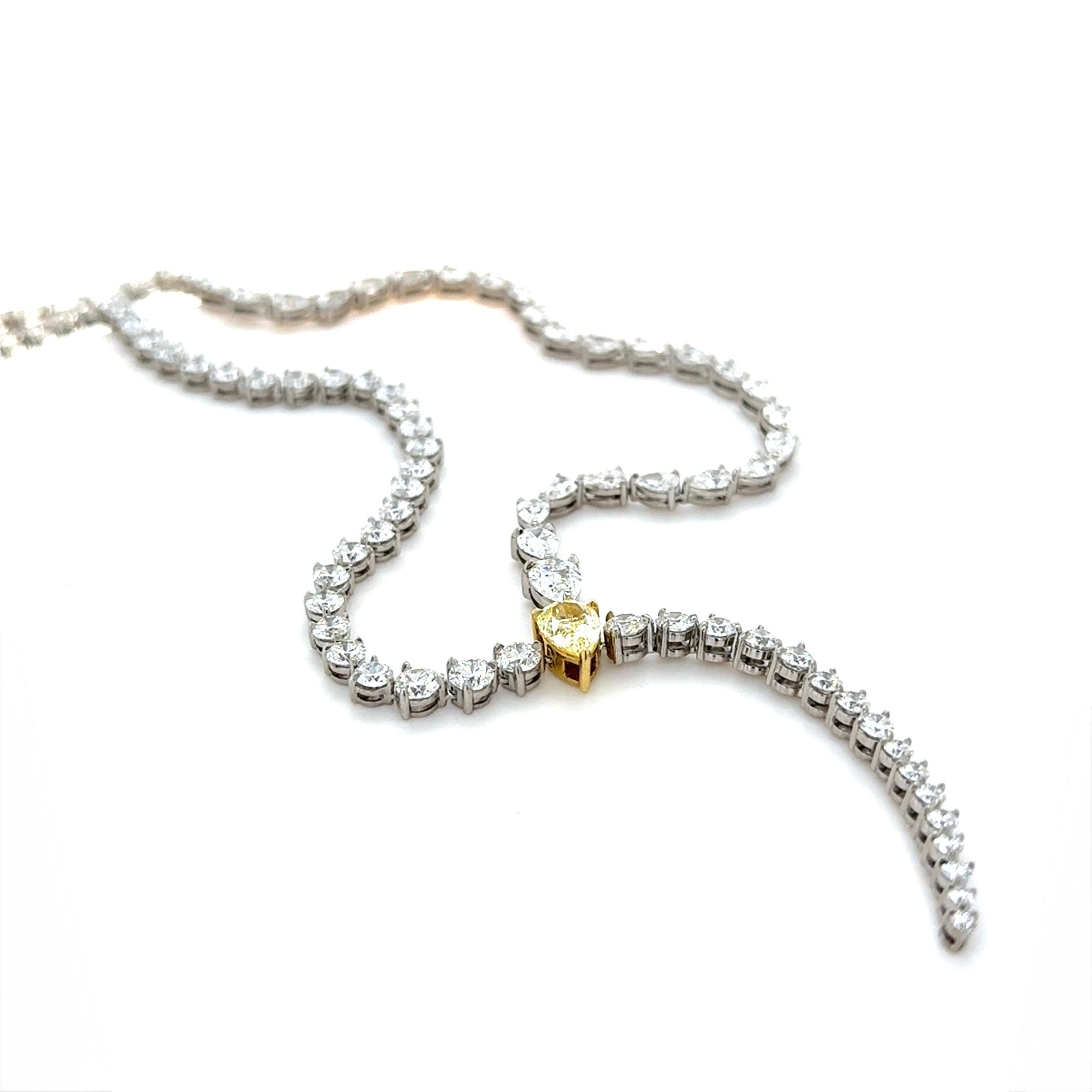 Taille brillant Collier lariat de diamants jaunes fantaisie naturels de 20,00 carats en vente
