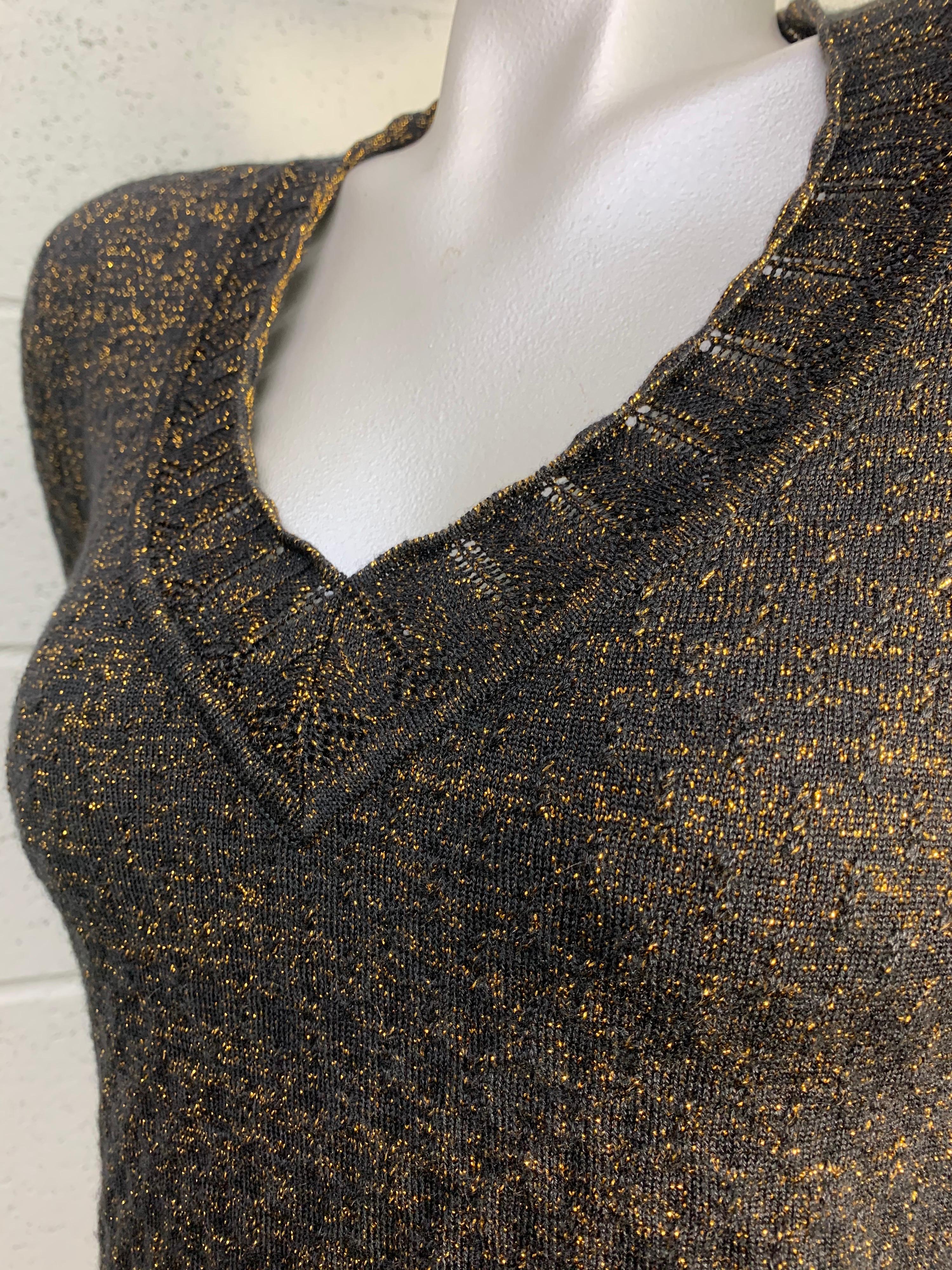 2000 Carolina Herrera Black and Gold Cashmere and Silk Lurex Sweater  1
