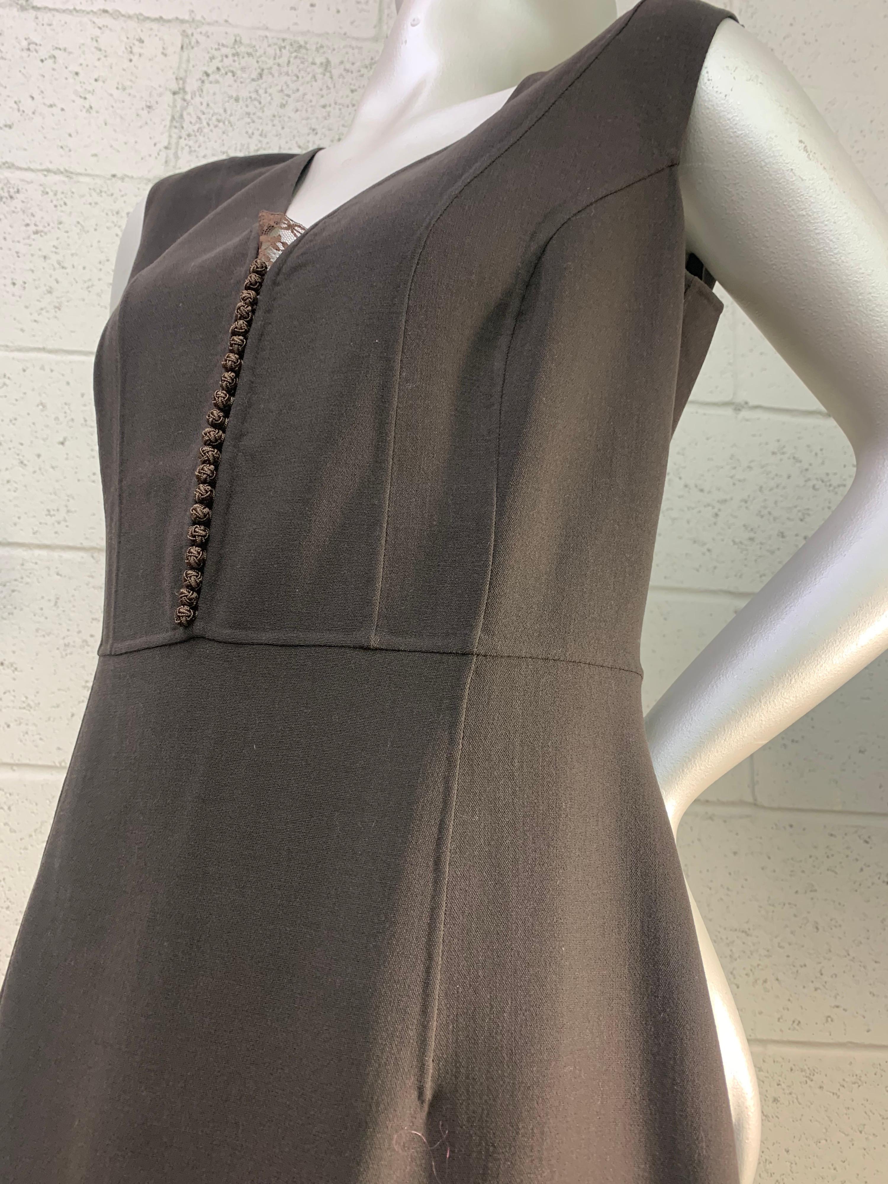 Black 2000 Celine Chocolate Brown Wool & Spandex Minimalist Cocktail Dress 