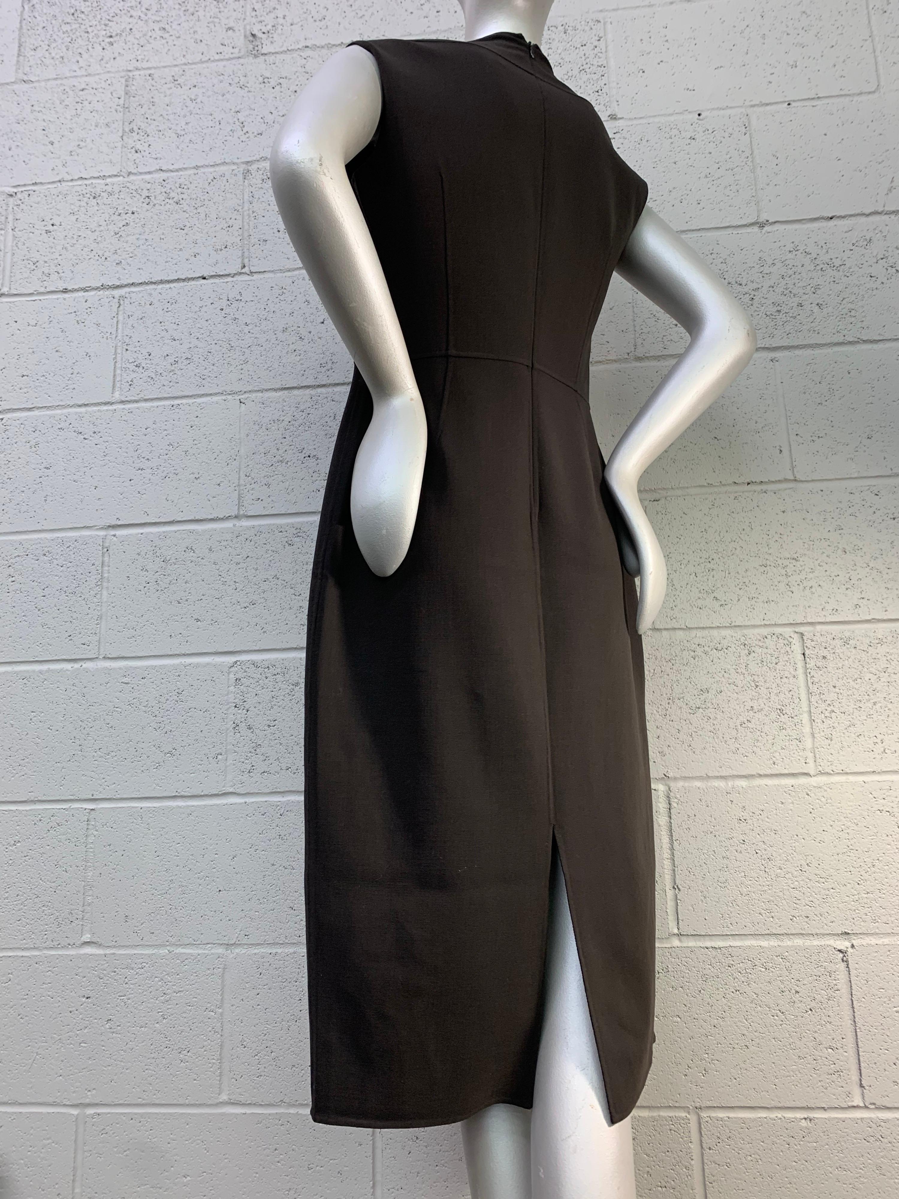 2000 Celine Chocolate Brown Wool & Spandex Minimalist Cocktail Dress  1