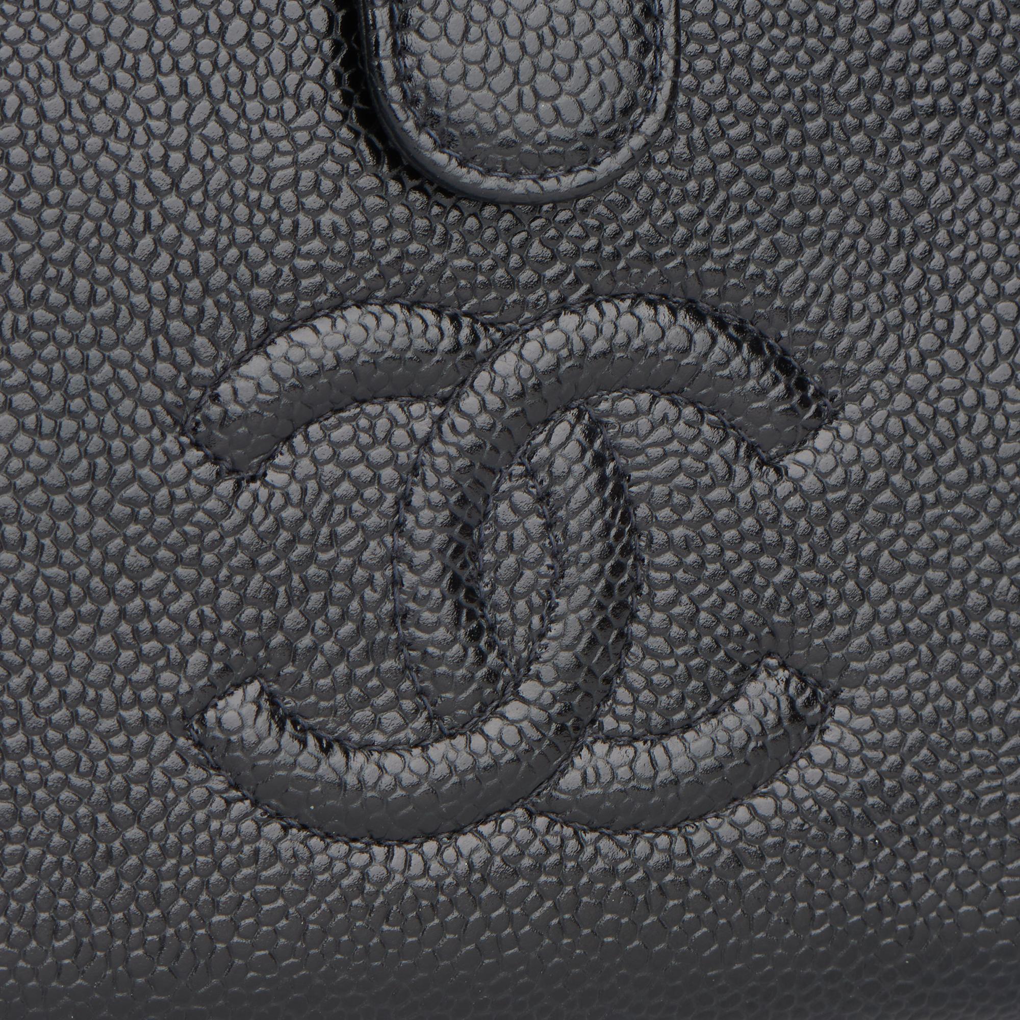 2000 Chanel Black Caviar Leather Vintage Timeless Long Wallet 3