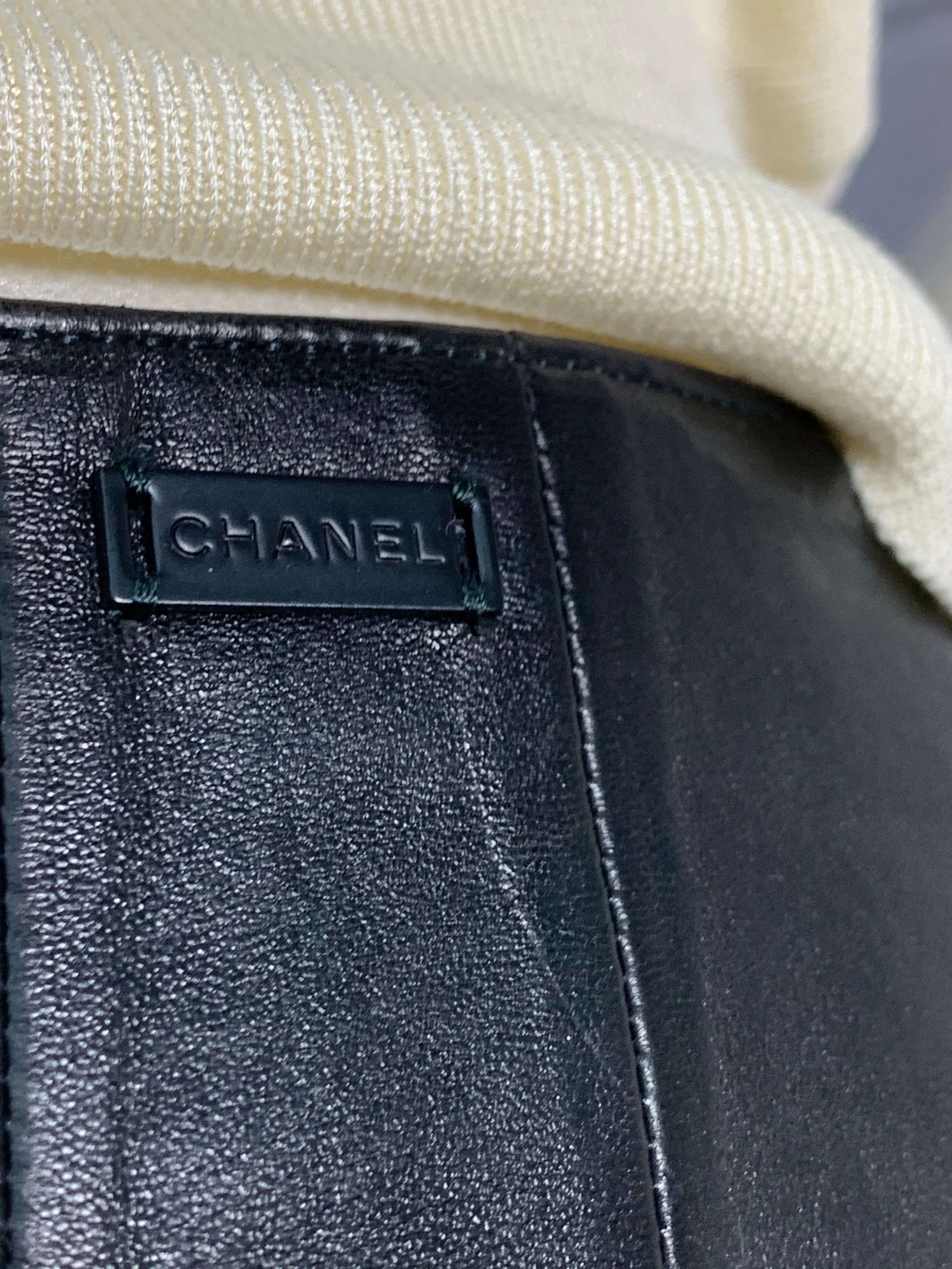 2000 Chanel Black Lambskin Leather Pants & Cream Rib-Knit Camisole Set 6