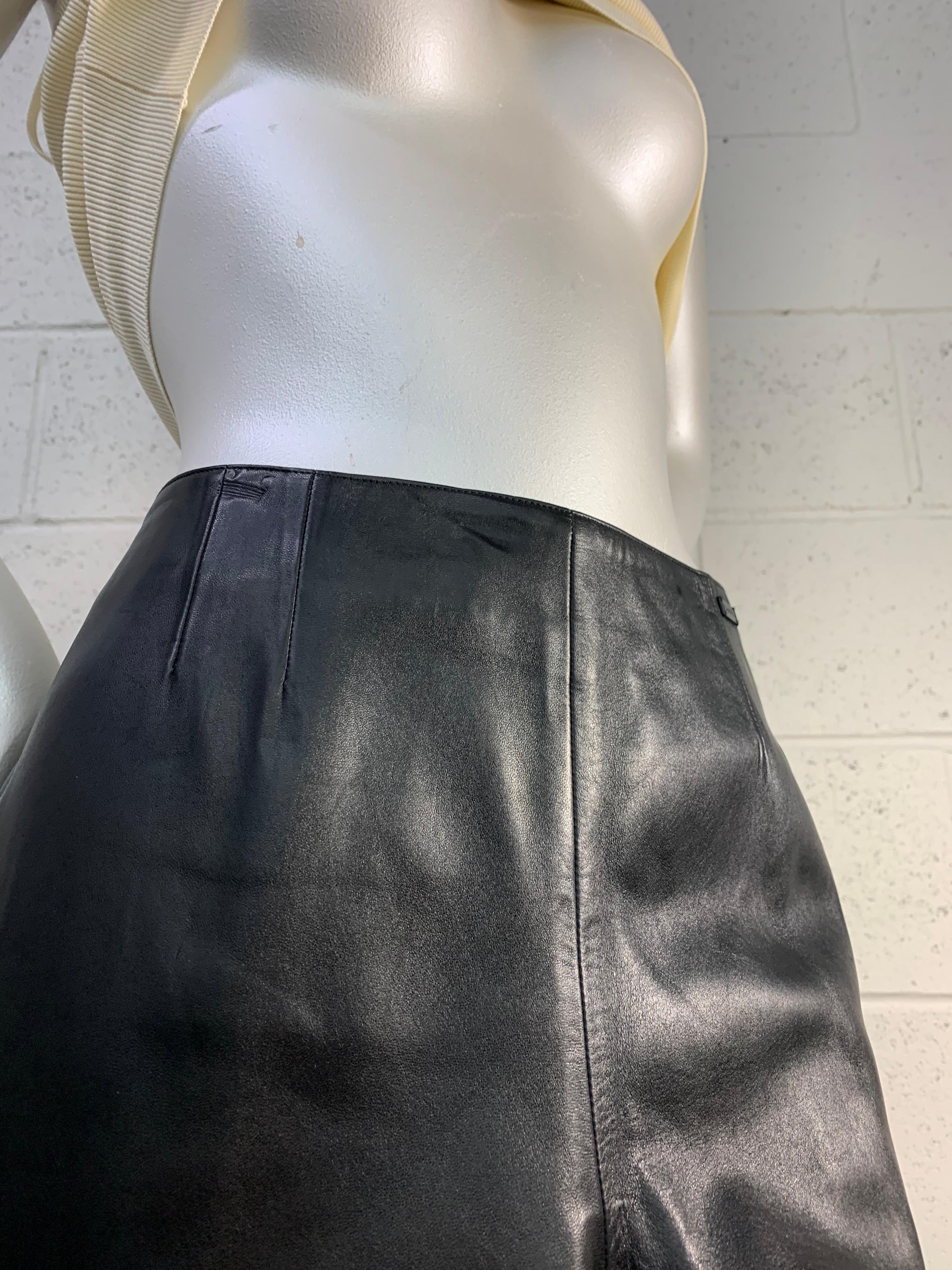 2000 Chanel Black Lambskin Leather Pants & Cream Rib-Knit Camisole Set 8