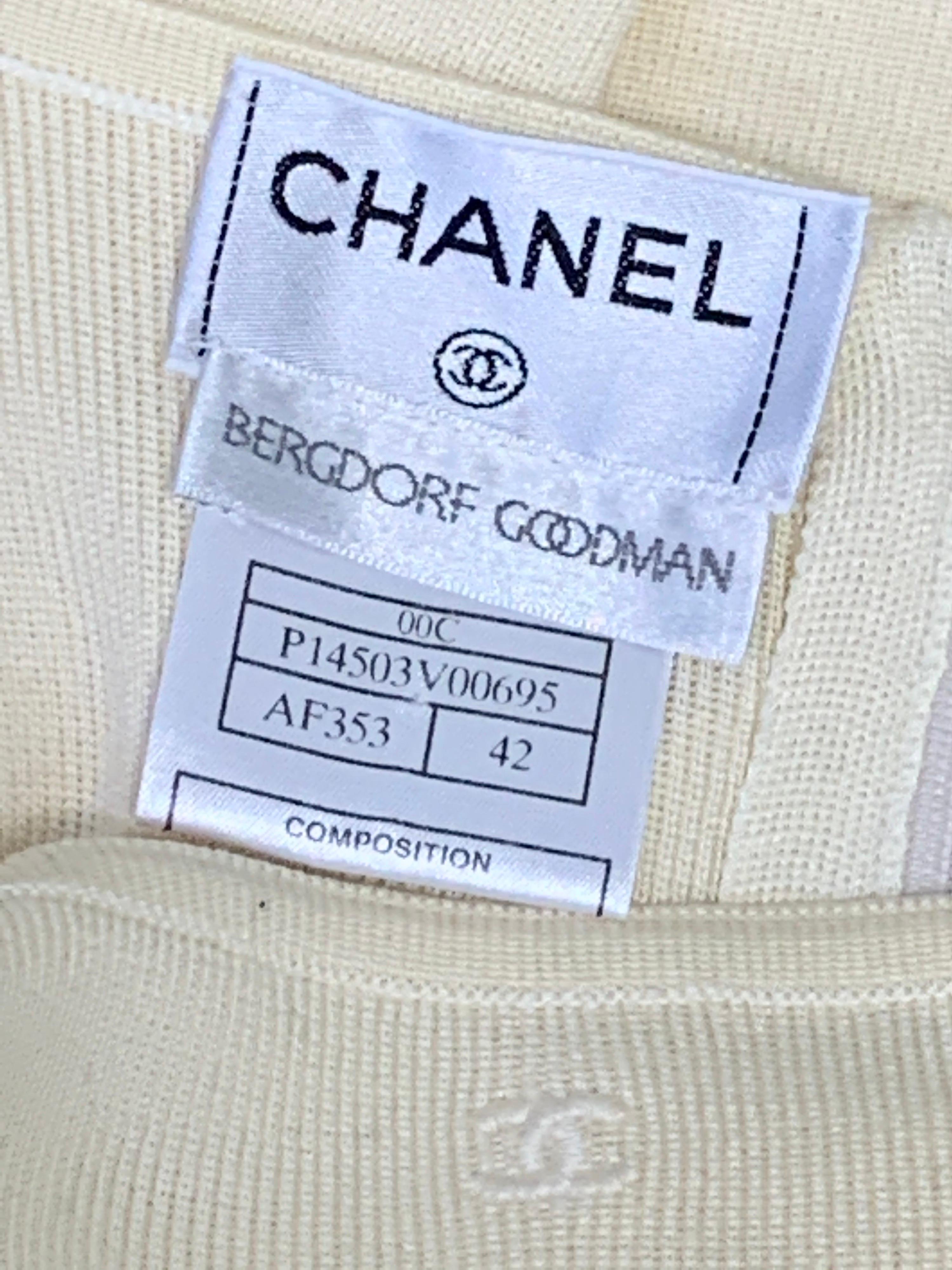 2000 Chanel Black Lambskin Leather Pants & Cream Rib-Knit Camisole Set 9