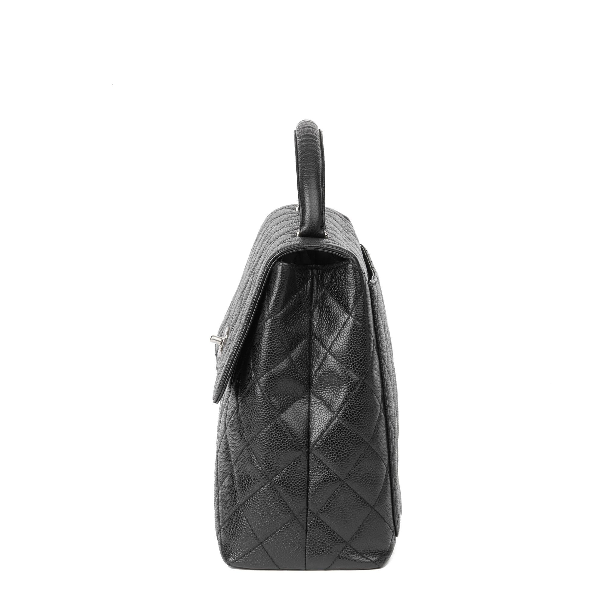 2000 Chanel Black Quilted Caviar Leather Classic Kelly In Excellent Condition In Bishop's Stortford, Hertfordshire