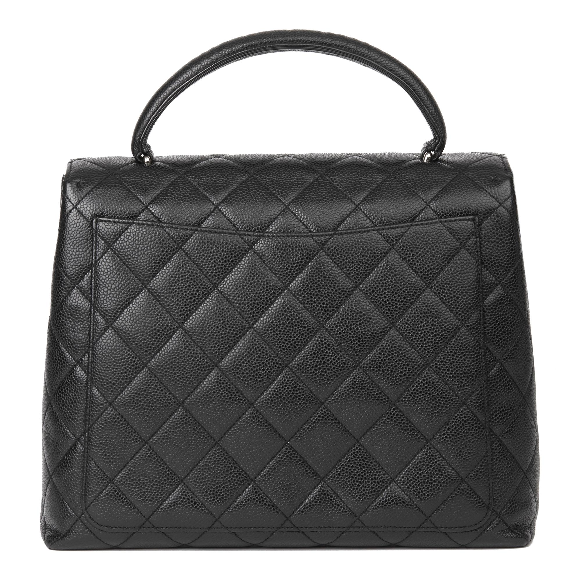 Women's 2000 Chanel Black Quilted Caviar Leather Classic Kelly