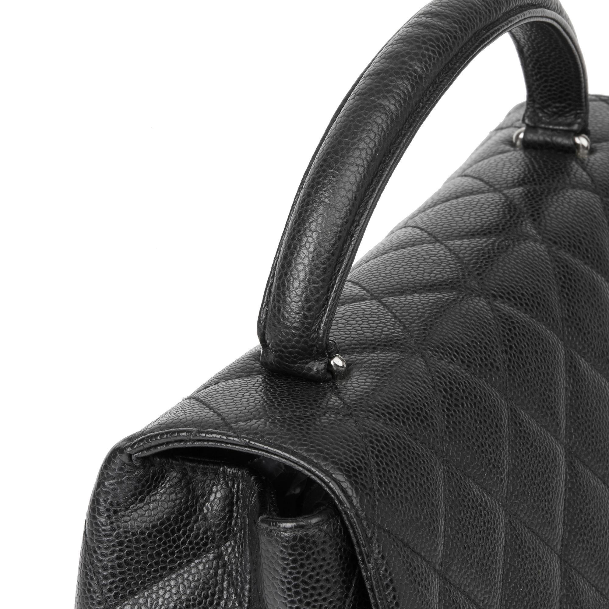2000 Chanel Black Quilted Caviar Leather Classic Kelly 3