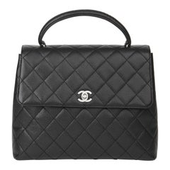 2000 Chanel Black Quilted Caviar Leather Classic Kelly