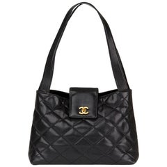 2000 Chanel Black Quilted Caviar Leather Classic Shoulder Bag 2000 Chanel Black Quilted Caviar Leather Classic Shoulder Bag