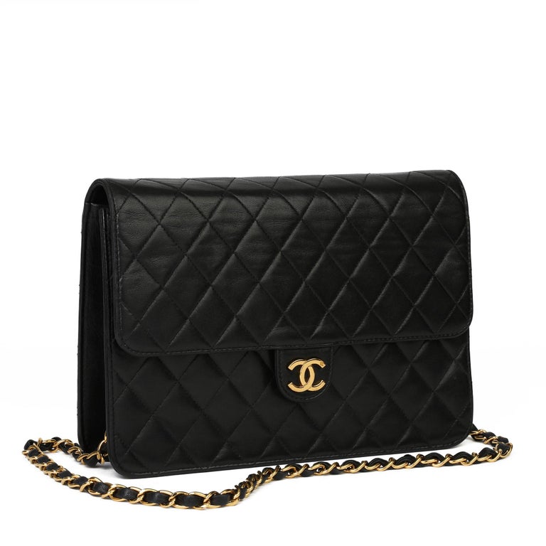 2000 Chanel Black Quilted Lambskin Vintage Medium Classic Single Flap Bag  at 1stDibs