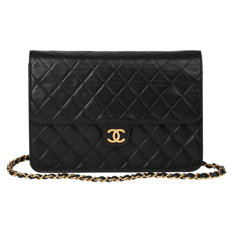 2000 Chanel Black Quilted Lambskin Vintage Medium Classic Single