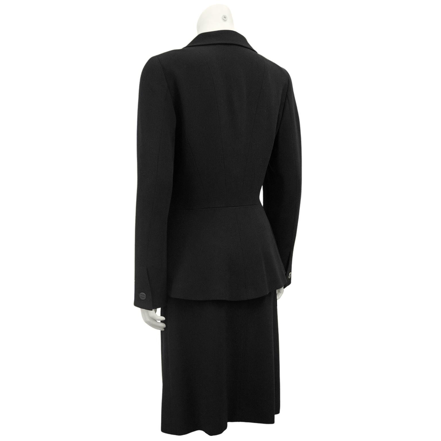2000 Chanel Traje Falda Negra Negro