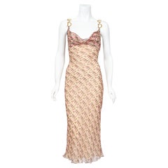 2000 Christian Dior by Galliano Pink Plaid Silk Logo Hardware Bias-Cut Dress