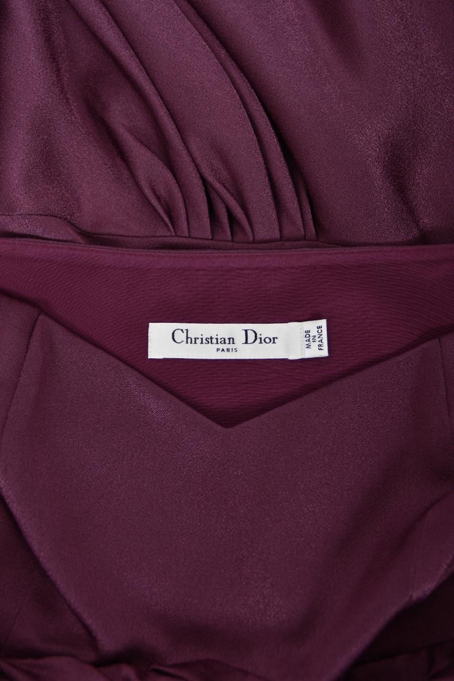 2000 Christian Dior by Galliano Robe drapée asymétrique à manches transparentes en soie violette en vente 9