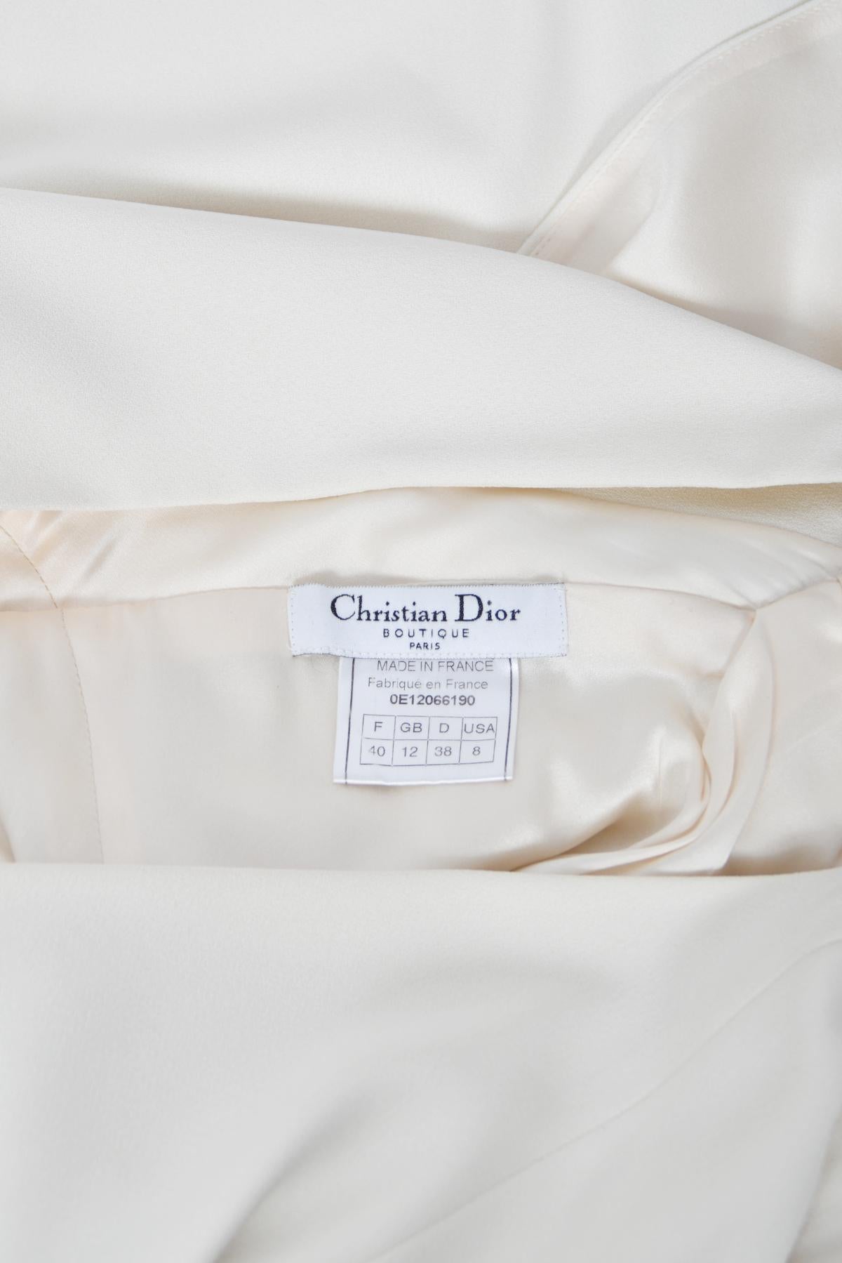 2000 Christian Dior by John Galliano Ivory Crepe Cut-Out Asymmetric Draped Dress 16