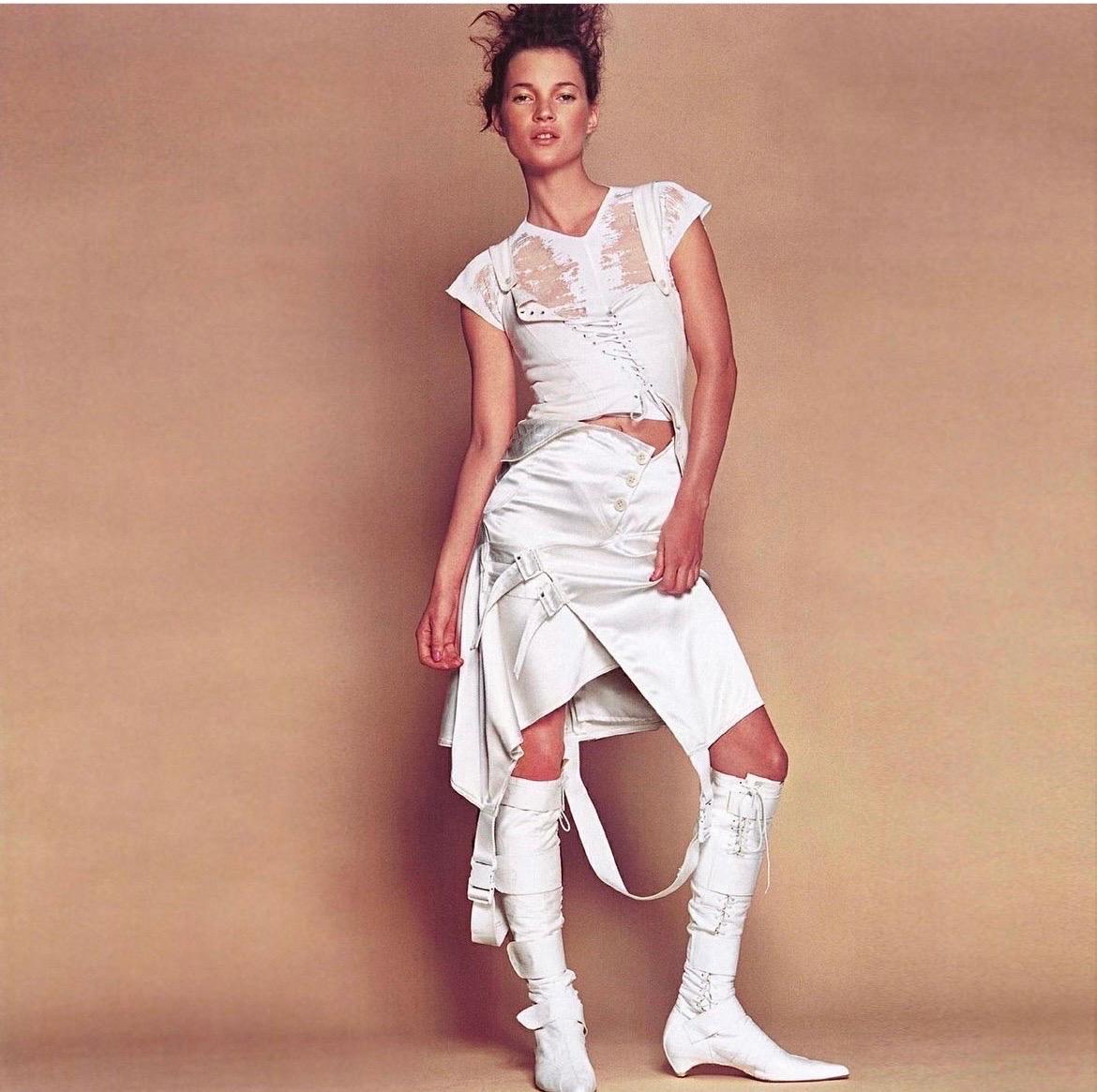 2000 Christian Dior by John Galliano Ivory Crepe Cut-Out Asymmetric Draped Dress 4